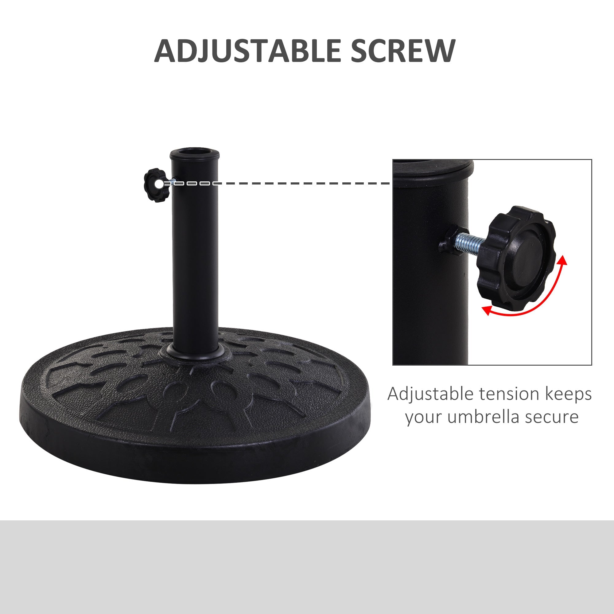 Outsunny Umbrella Base: Resin Round Patio Parasol Stand Holder Coated Pole for Outdoor Black
