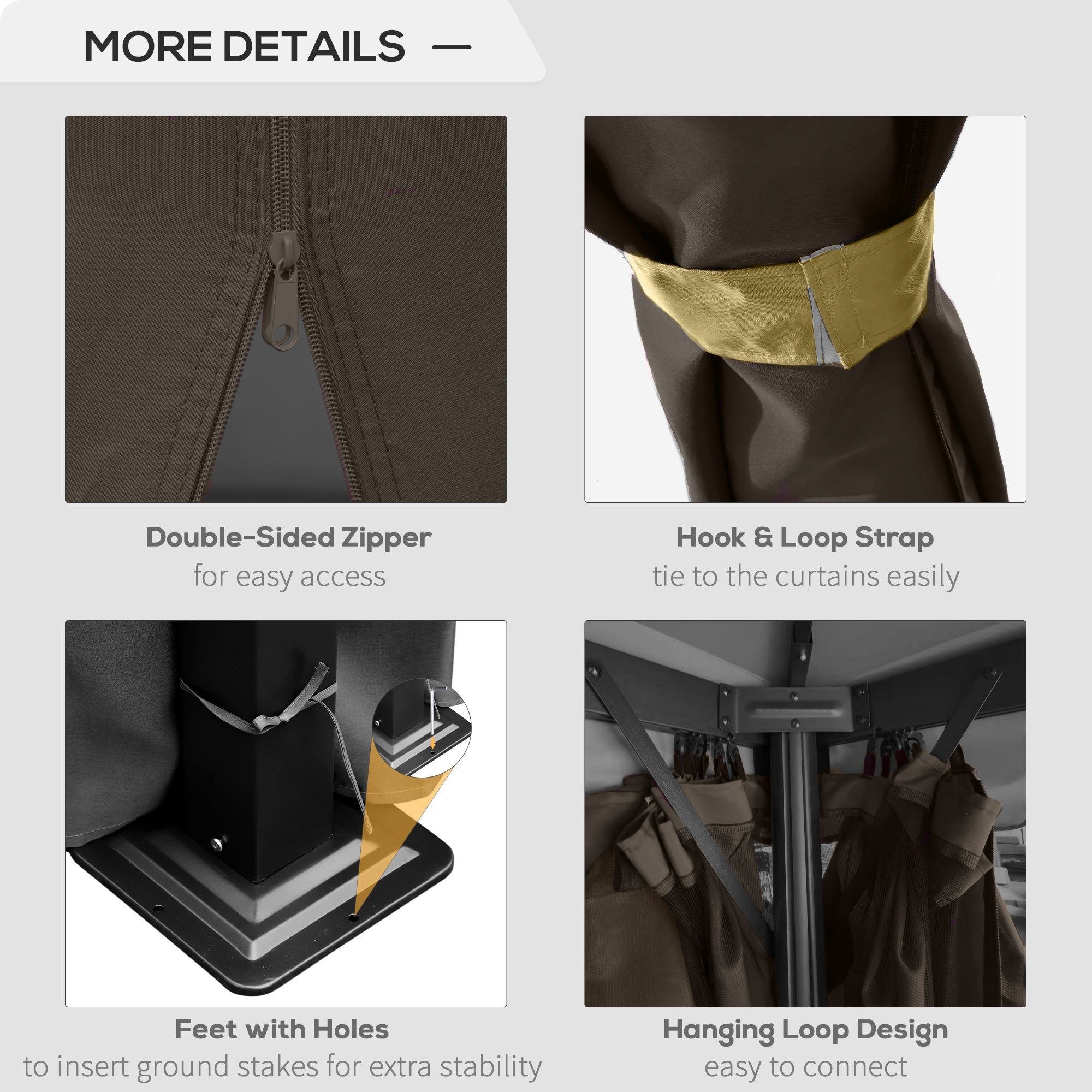 Outsunny 10' x 10' 2-Tier Outdoor Gazebo Canopy Tent with Zippered Mesh Sidewalls, Aluminum Frame for Patio, Backyard, Coffee