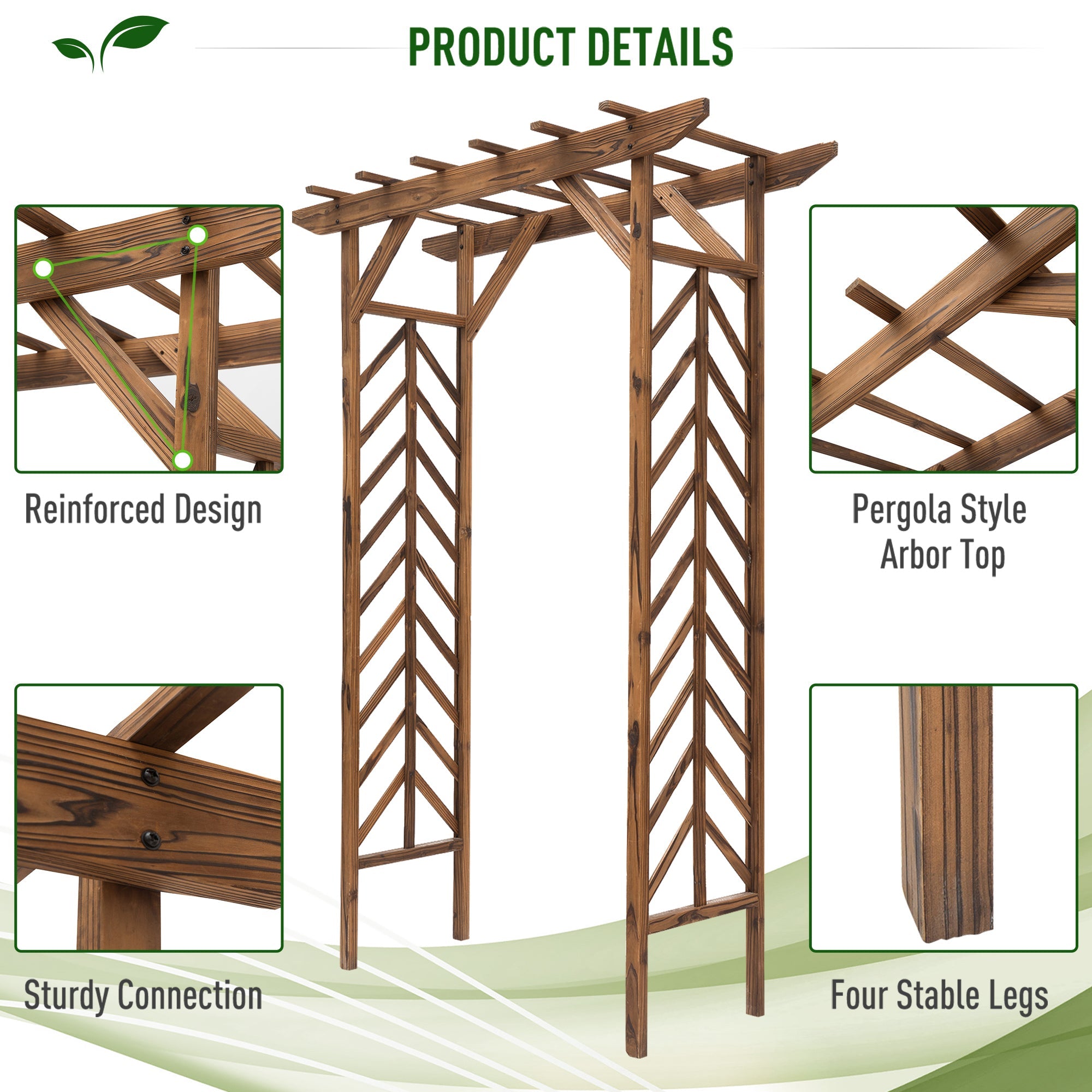 Outsunny Garden Trellis Arch 79", Wooden Arched Pergola for Climbing Plants, Fir Wood Frame