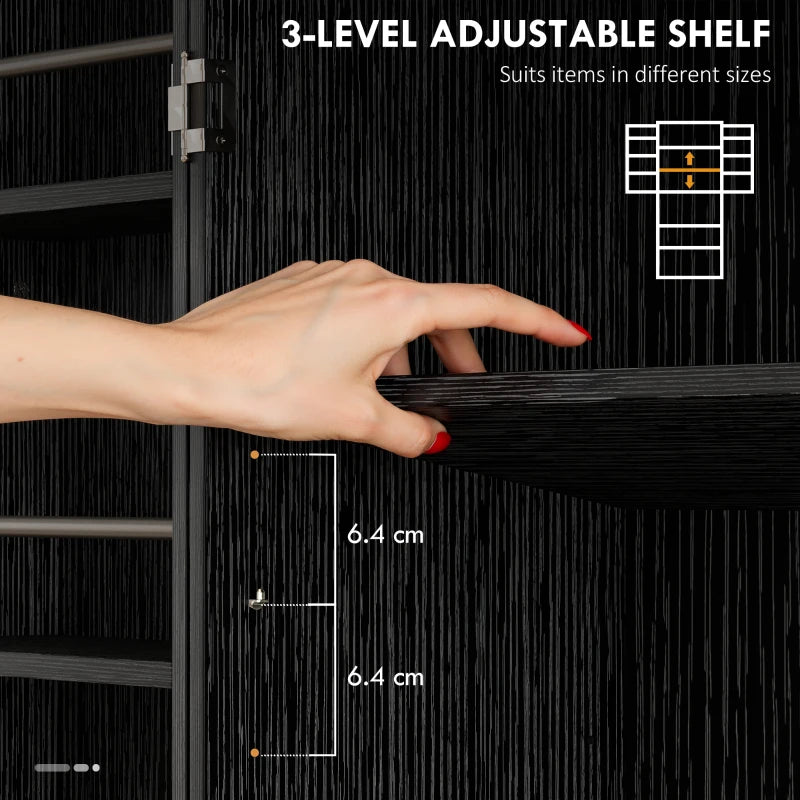 72" Kitchen Pantry Cabinet, Farmhouse Storage Cabinet with 4 Doors, Drawer, 8 Door Shelves and Adjustable Shelf, Black