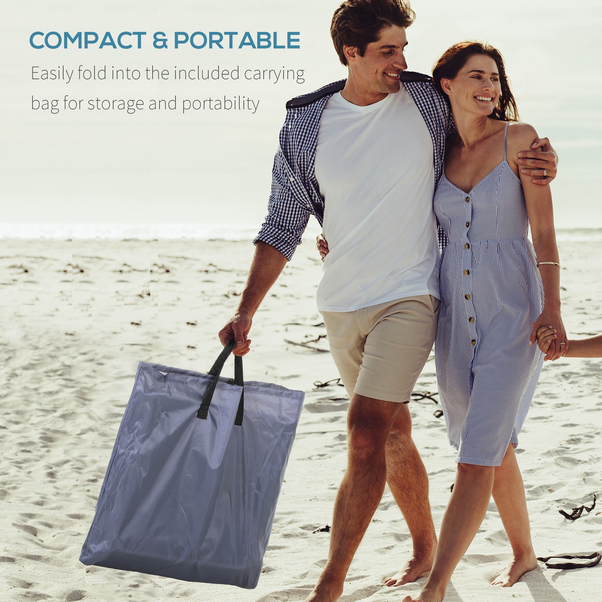 Outsunny 2 Pieces Beach Lounge Chair, Outdoor Folding Chaise Lounge Set w/ Pillow for Sunbath, Snap, Grey