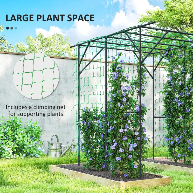 Garden Arch Trellis, 6.4FT Tall Metal Plant Support Trellis Archway with Climbing Net for Climbing Plants