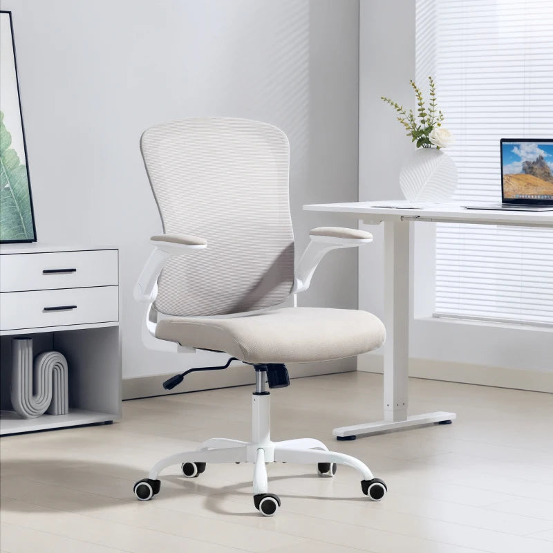 Ergonomic Mesh Office Chair with 4D Lumbar Support, Swivel Desk Chair with Flip-up Armrests, Tilt Function, Grey