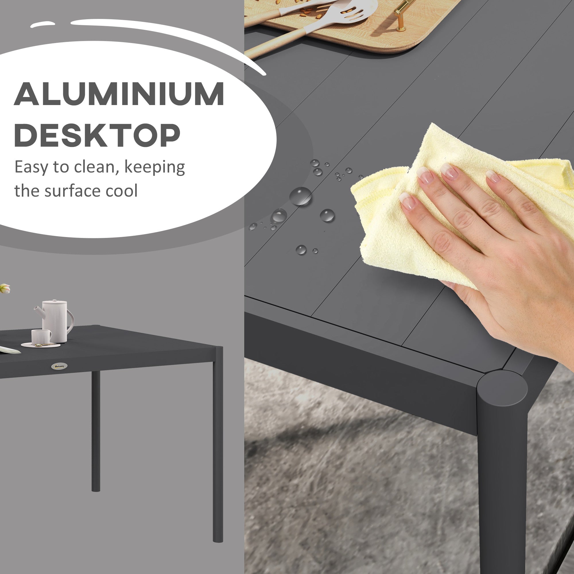 Outsunny Outdoor Dining Table with Aluminium Frame 57" Dark Grey