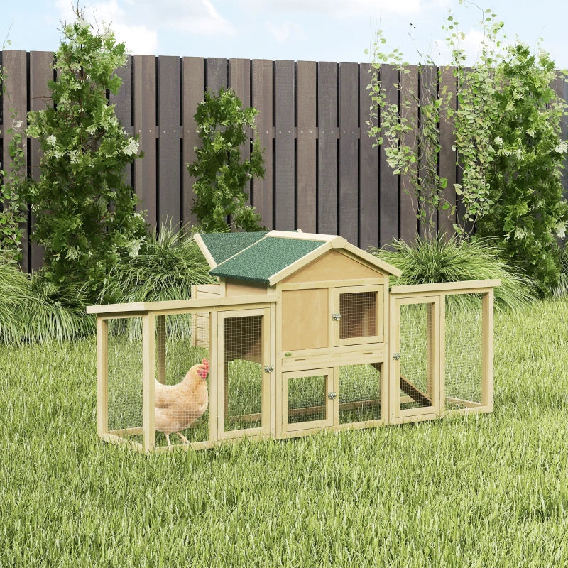 Wooden Chicken Coop, Outdoor Backyard Garden Large Rabbit Hutch with Nesting Box, Run, Ramp, Drawer