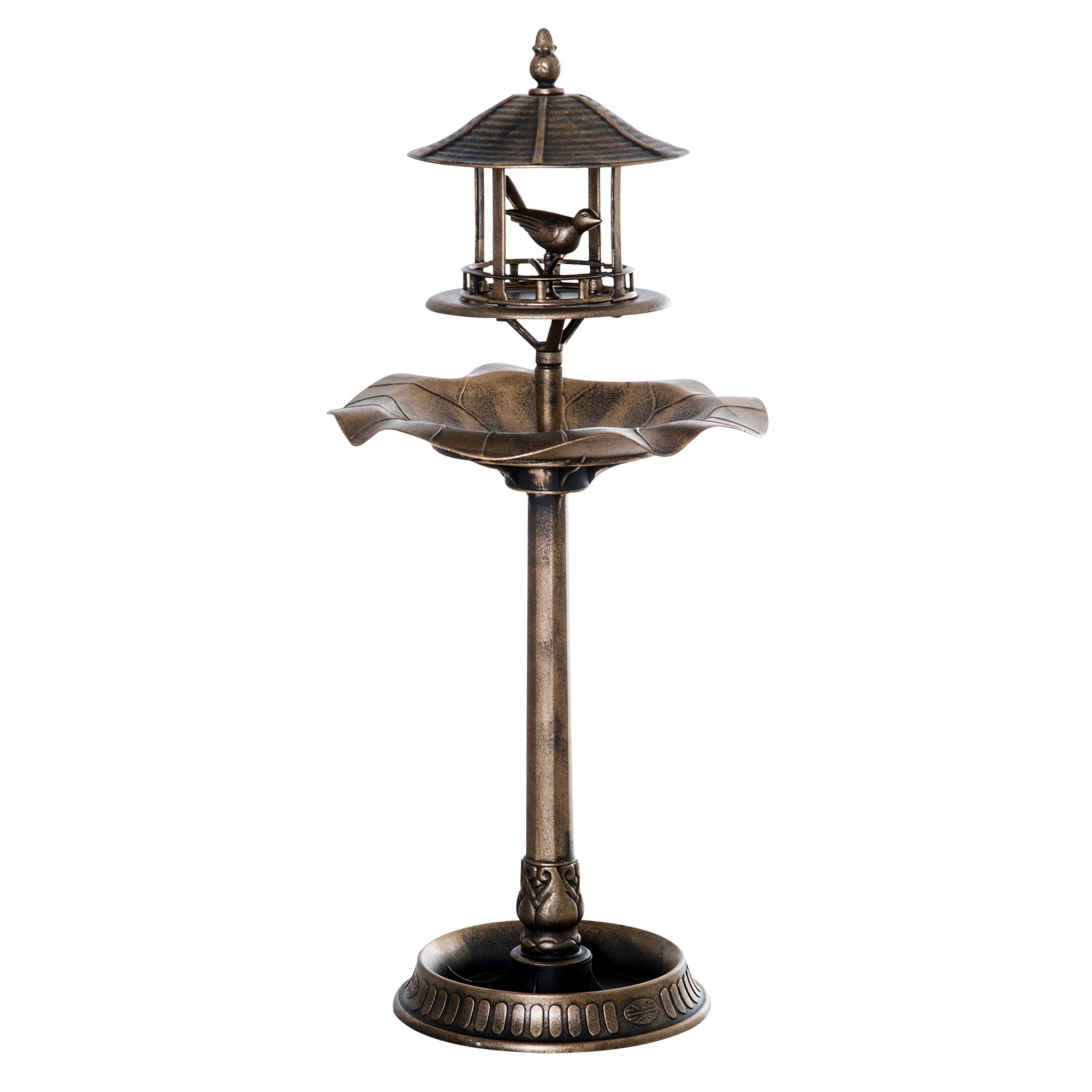 Outsunny Garden Bird Bath Pedestal with Feeder Water Basin Flower Planter 3-in-1