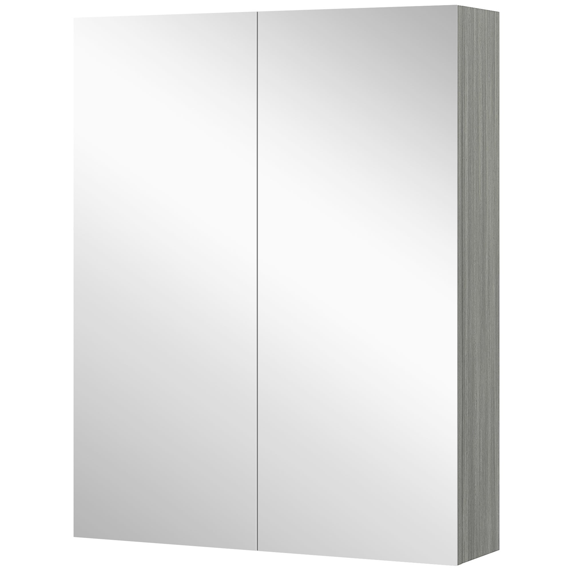 HOMCOM Wall Mount Mirrored Bathroom Medicine Cabinet Adjustable Shelf Double Soft Close Doors Grey