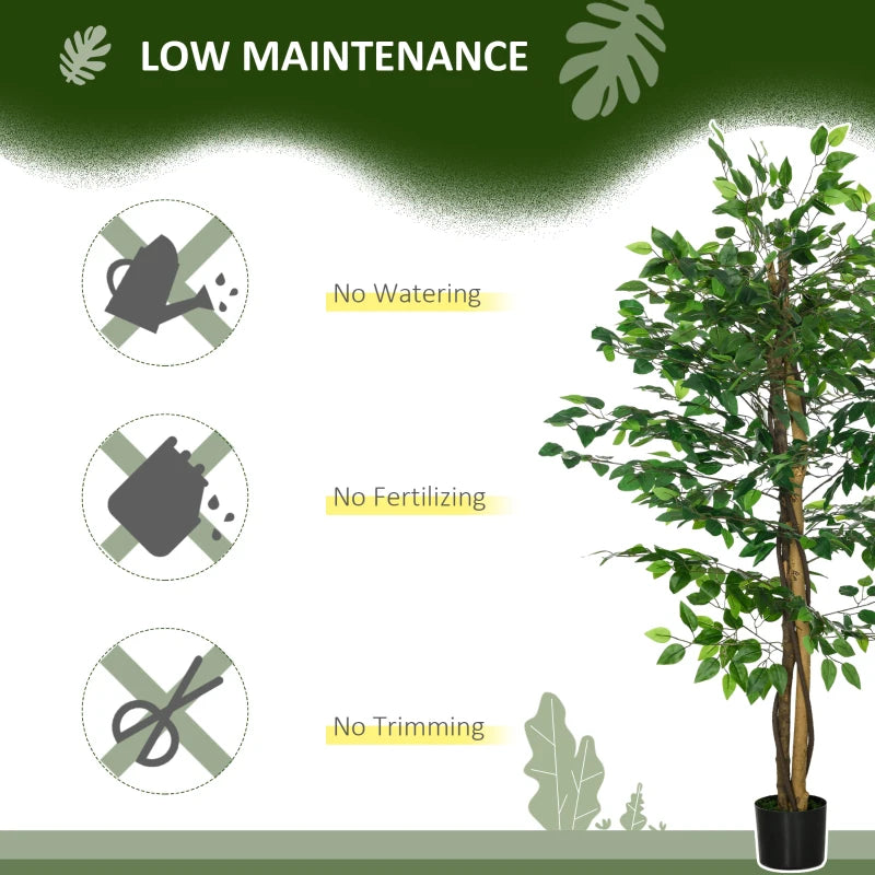 Set of 2 5ft Artificial Trees Ficus, Indoor Fake Plants with Pot, for Home Decor
