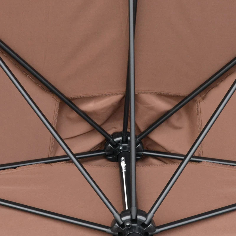 7.5ft Half Umbrella Semi Patio Parasol with Crank Handle, Top Vent for Garden, Balcony- NO BASE INCLUDED, Coffee