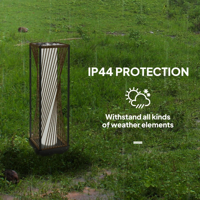 Rattan Solar Floor Lamp, Decorative Outdoor Lamp with Auto On/Off LED Lights, IP44 for Patio, Porch, Pathway, Brown