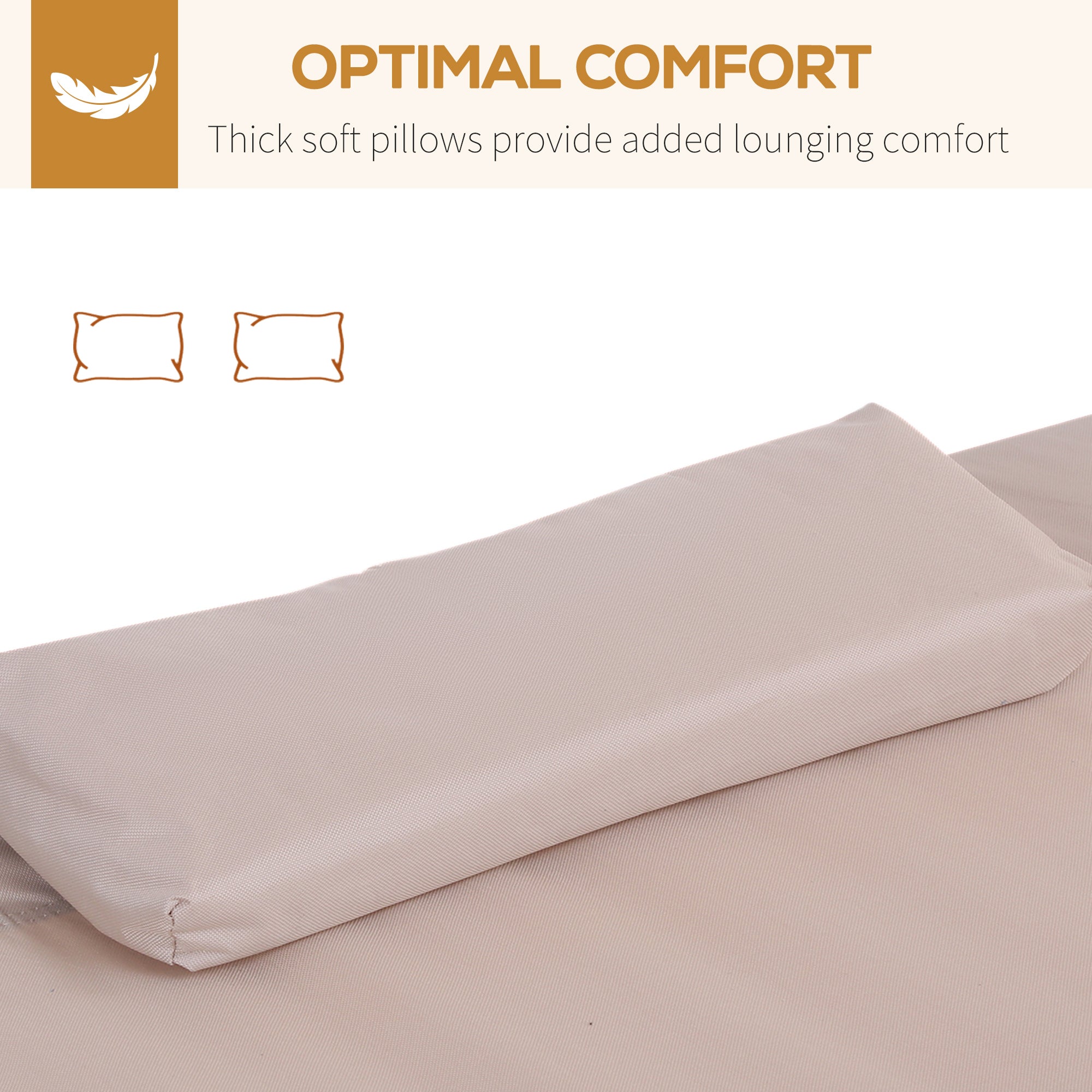 Outsunny 79" Double Chaise Lounge Outdoor with Canopy, Hammock Bed with Pillow & Wheels, Luxurious Sand Color