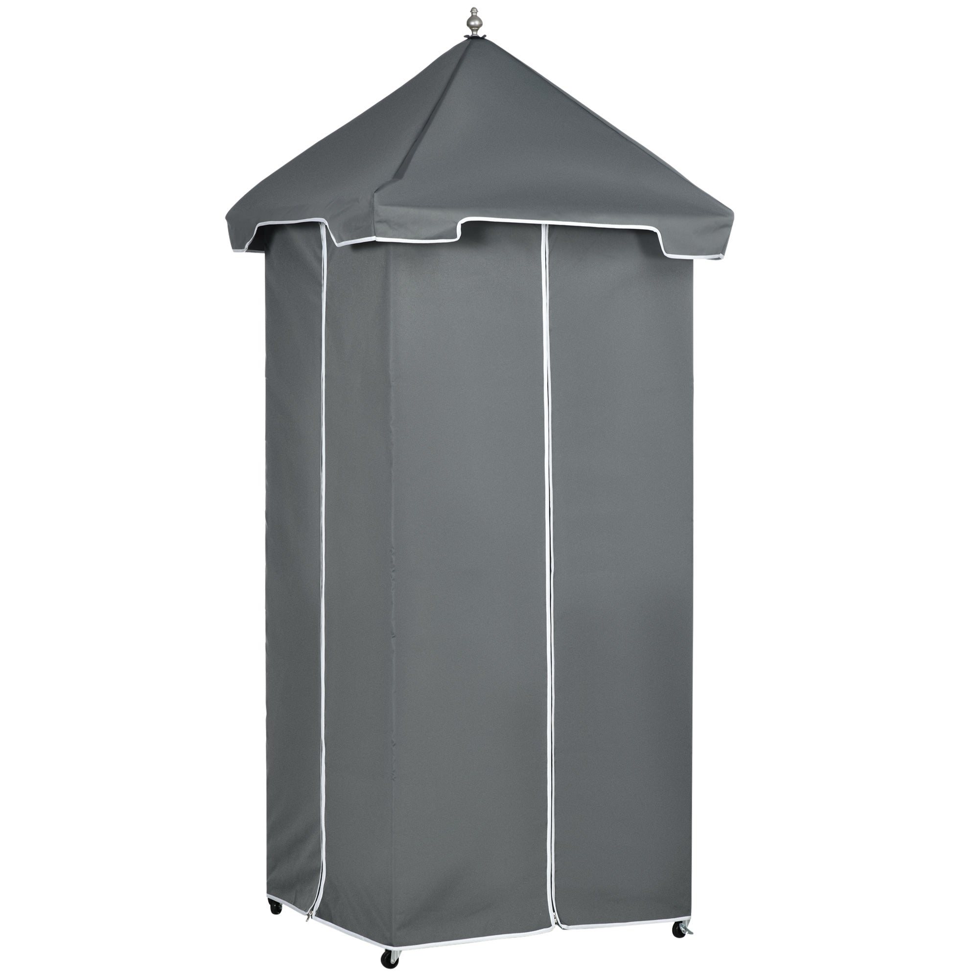 Outsunny Rolling Towel Rack Pool Outdoor Covered Caddy Shelf Basket PE Rattan Wicker