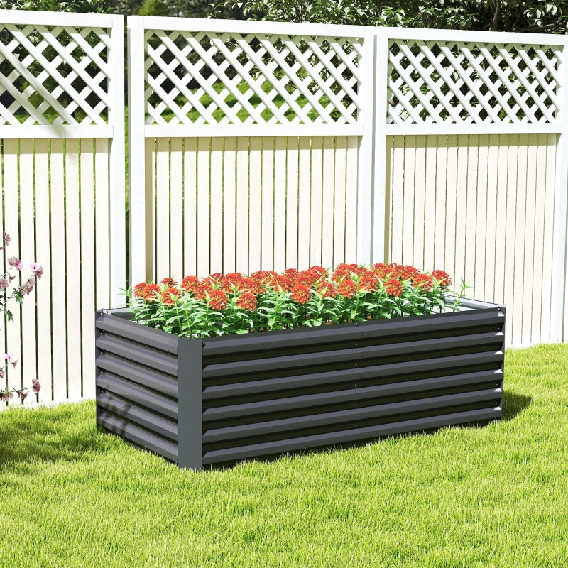 6' x 3' x 2' Raised Garden Bed, Galvanized Planter Box for Growing Flowers, Herbs and Vegetables, Dark Grey
