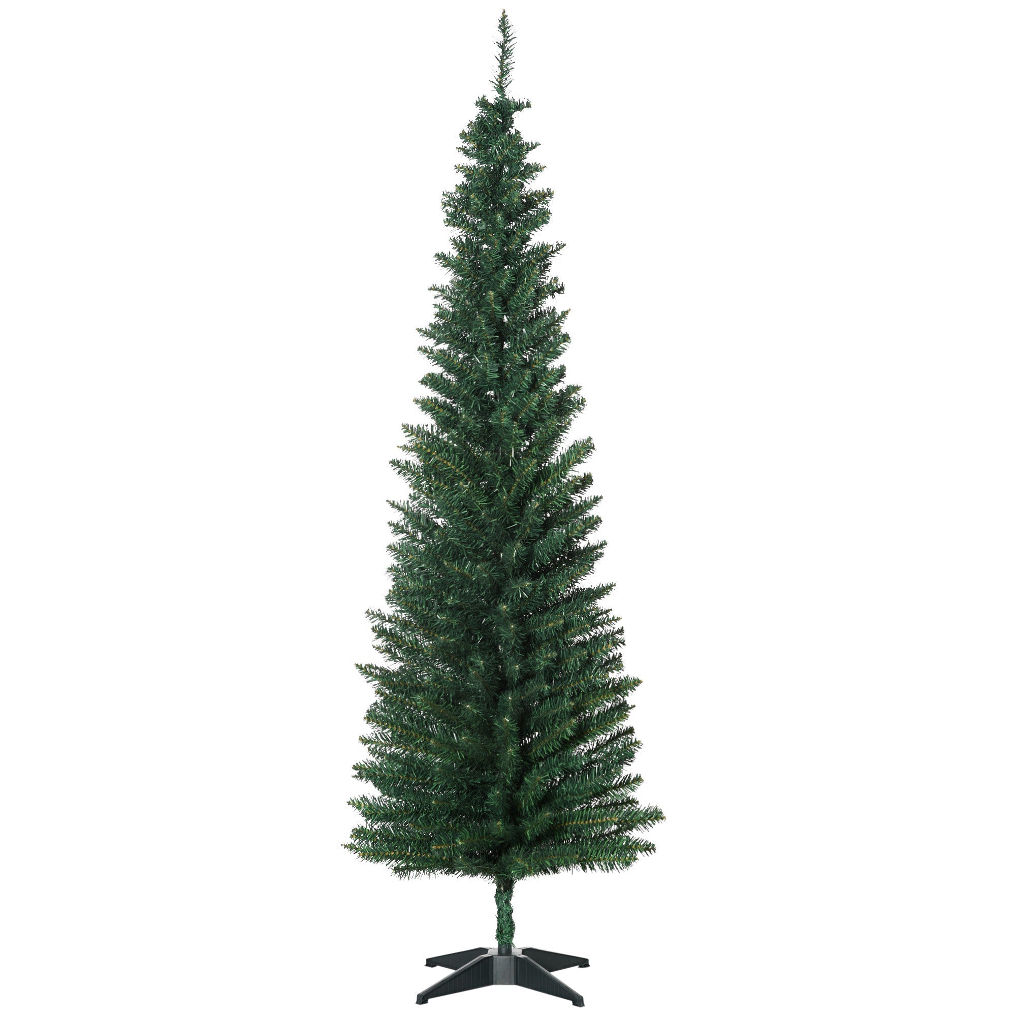HOMCOM 6’ PVC Unlit Slim Artificial Pencil Christmas Tree Holiday Décor