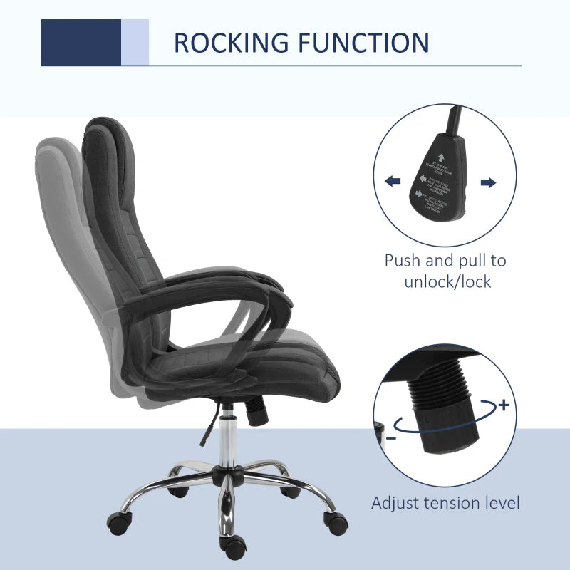 High Back Office Chair, Height Adjustable Computer Desk Chair with Swivel Wheels and Tilt Function, Charcoal Grey