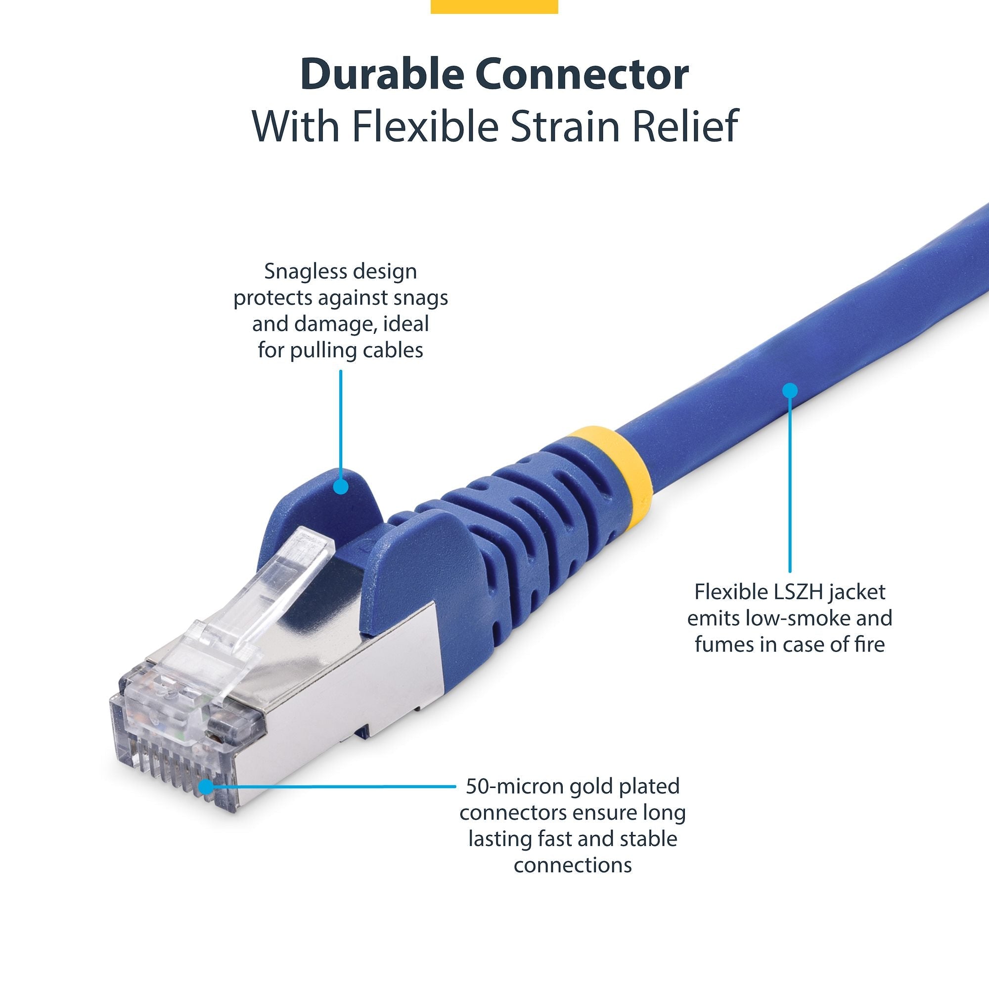Blue CAT8 Ethernet Cable, Snagless RJ45, 25G/40G, 2000MHz, 100W PoE++, S/FTP, 26AWG Pure Bare Copper Wire, LSZH, Shielded Network Patch Cord w/Strain Reliefs, Fluke Channel Tested