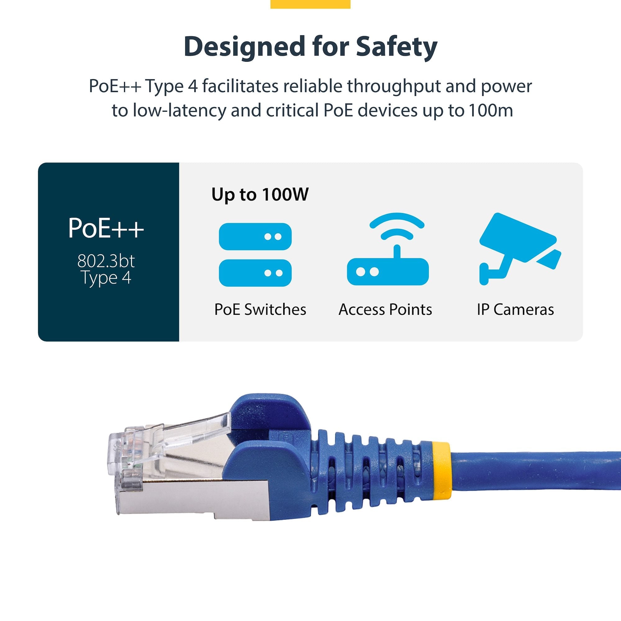 Blue CAT8 Ethernet Cable, Snagless RJ45, 25G/40G, 2000MHz, 100W PoE++, S/FTP, 26AWG Pure Bare Copper Wire, LSZH, Shielded Network Patch Cord w/Strain Reliefs, Fluke Channel Tested