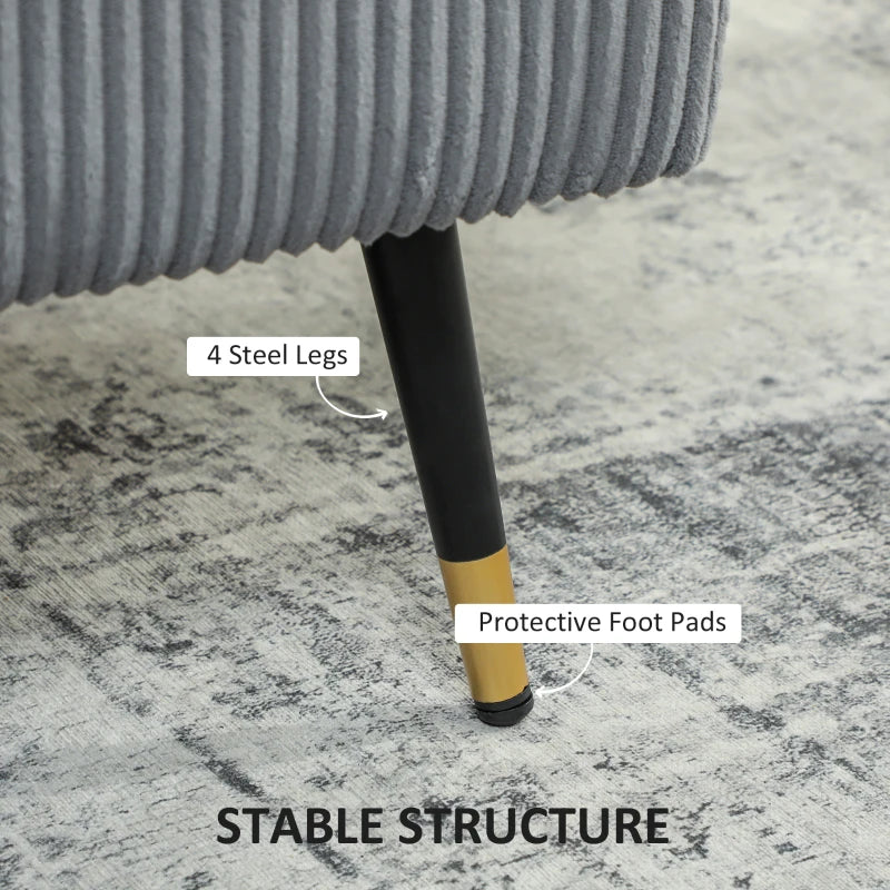 55" Loveseat Sofa, Corduroy Love Seat w/ S spring, Steel Legs and Button Tufting, Small Couch for Living Room, Dark Grey