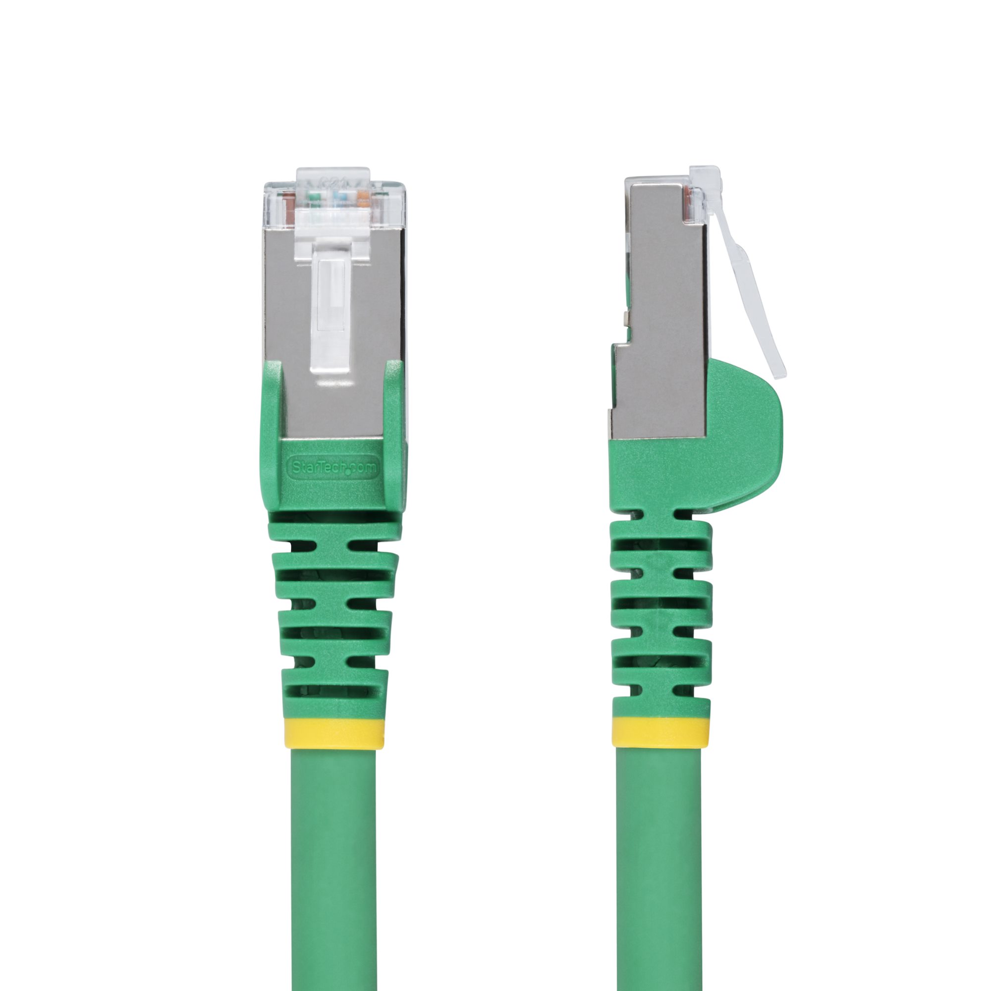 Green CAT6a Ethernet Cable, Snagless RJ45, 10GbE, 100W PoE++, S/FTP, LSZH, 27AWG Pure Bare Copper Wire, 500MHz, Shielded Network Patch Cord w/Strain Reliefs, Fluke Tested/ETL Verified