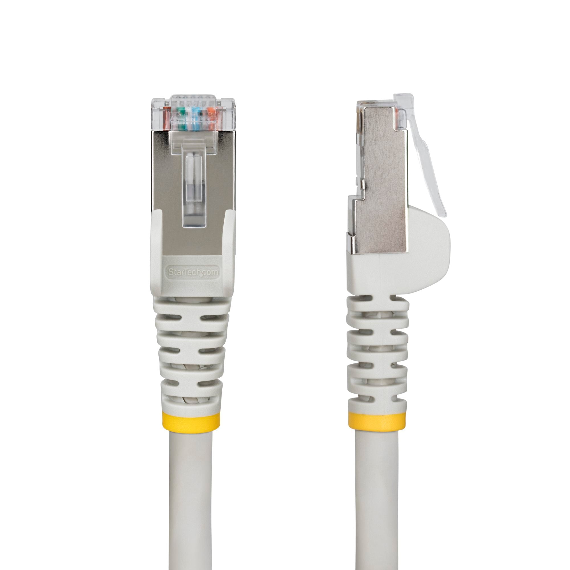 Gray CAT6a Ethernet Cable, Snagless RJ45, 10GbE, 100W PoE++, S/FTP, LSZH, 27AWG Pure Bare Copper Wire, 500MHz, Shielded Network Patch Cord w/Strain Reliefs, Fluke Tested/ETL Verified