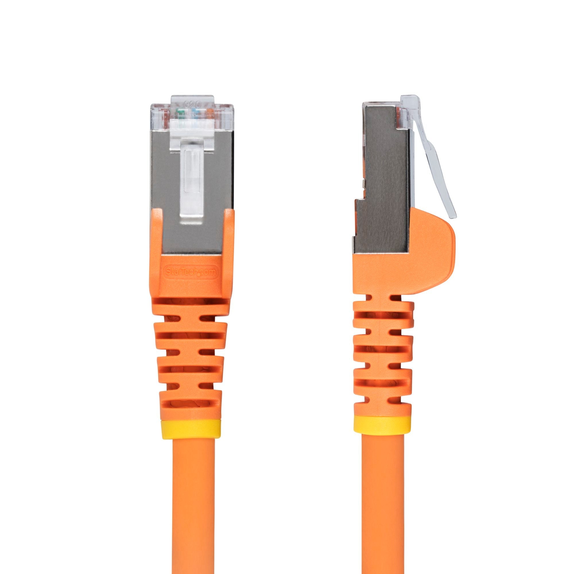 Orange CAT6a Ethernet Cable, Snagless RJ45, 10GbE, 100W PoE++, S/FTP, LSZH, 27AWG Pure Bare Copper Wire, 500MHz, Shielded Network Patch Cord w/Strain Reliefs, Fluke Tested/ETL Verified