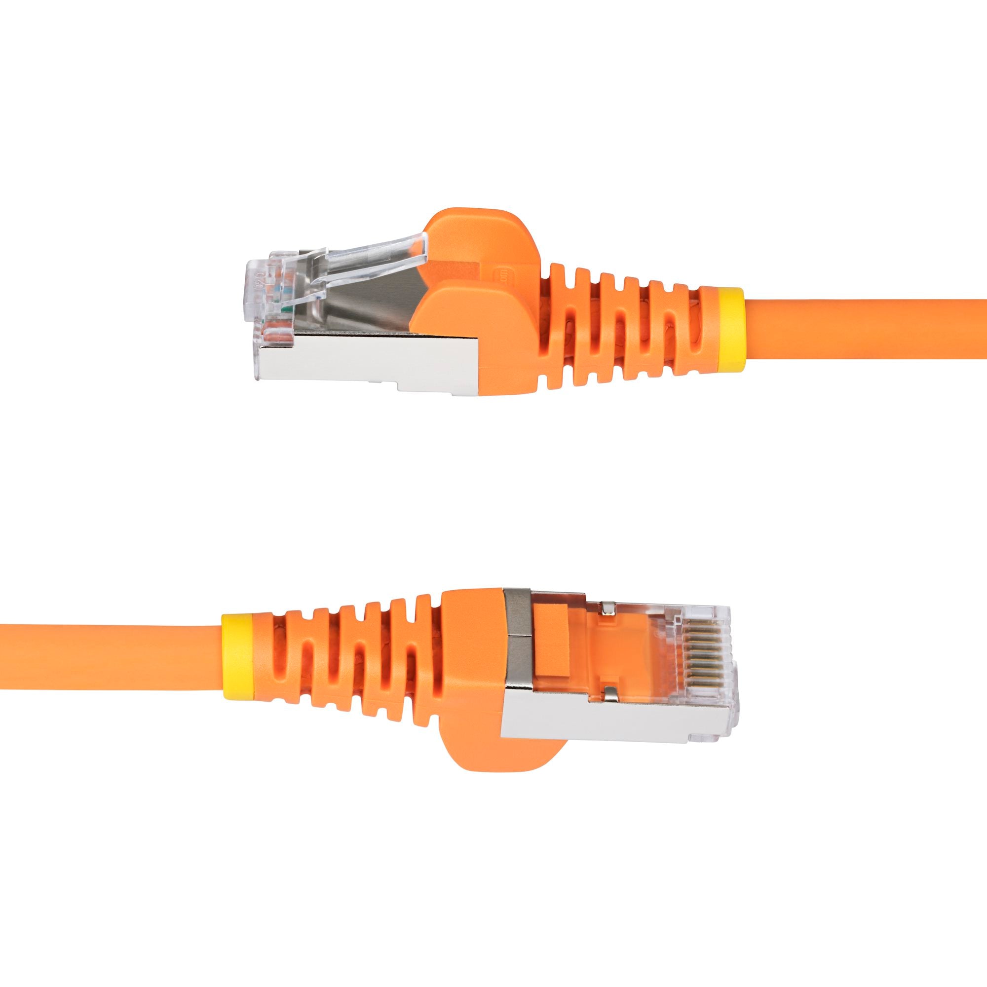 Orange CAT6a Ethernet Cable, Snagless RJ45, 10GbE, 100W PoE++, S/FTP, LSZH, 27AWG Pure Bare Copper Wire, 500MHz, Shielded Network Patch Cord w/Strain Reliefs, Fluke Tested/ETL Verified