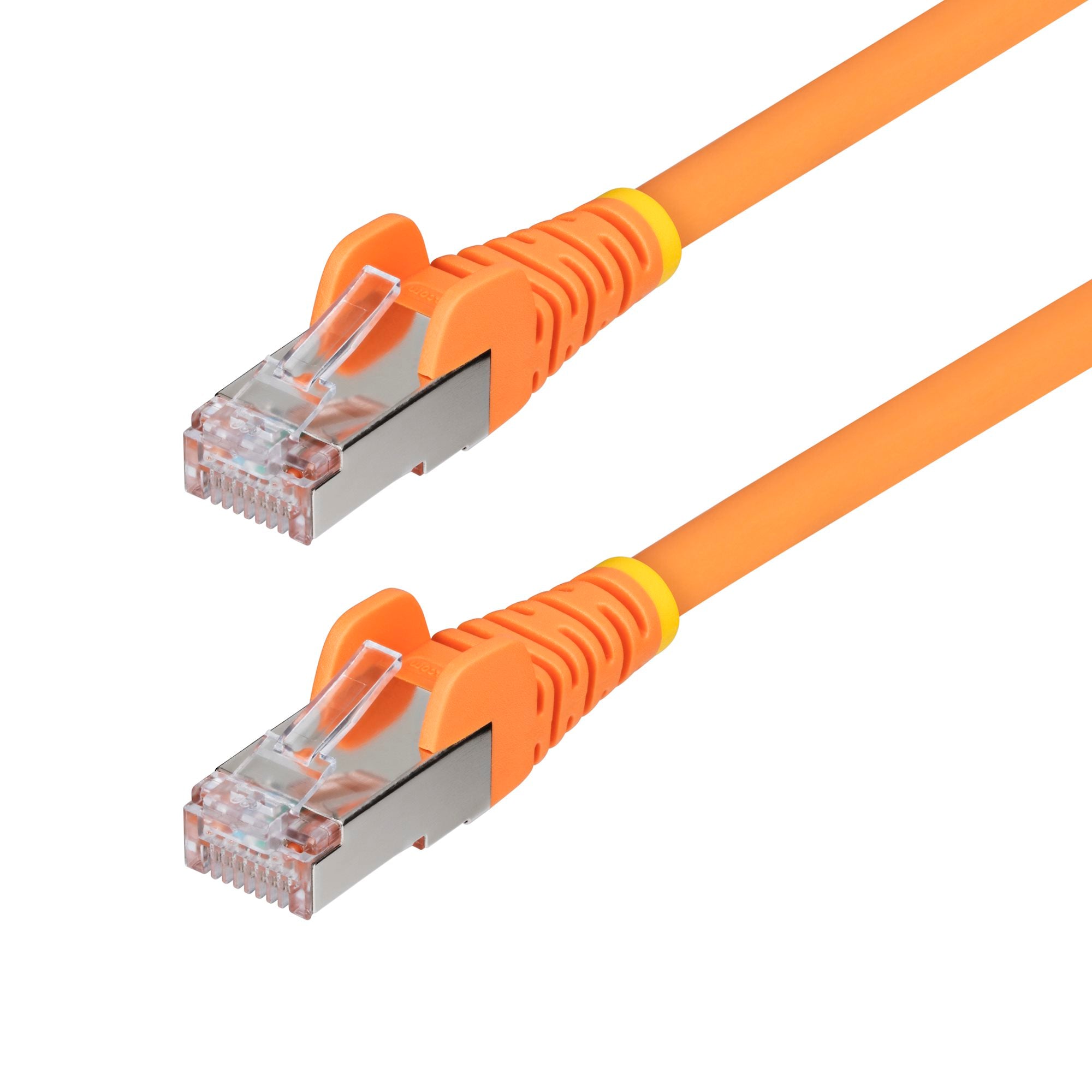 Orange CAT6a Ethernet Cable, Snagless RJ45, 10GbE, 100W PoE++, S/FTP, LSZH, 27AWG Pure Bare Copper Wire, 500MHz, Shielded Network Patch Cord w/Strain Reliefs, Fluke Tested/ETL Verified