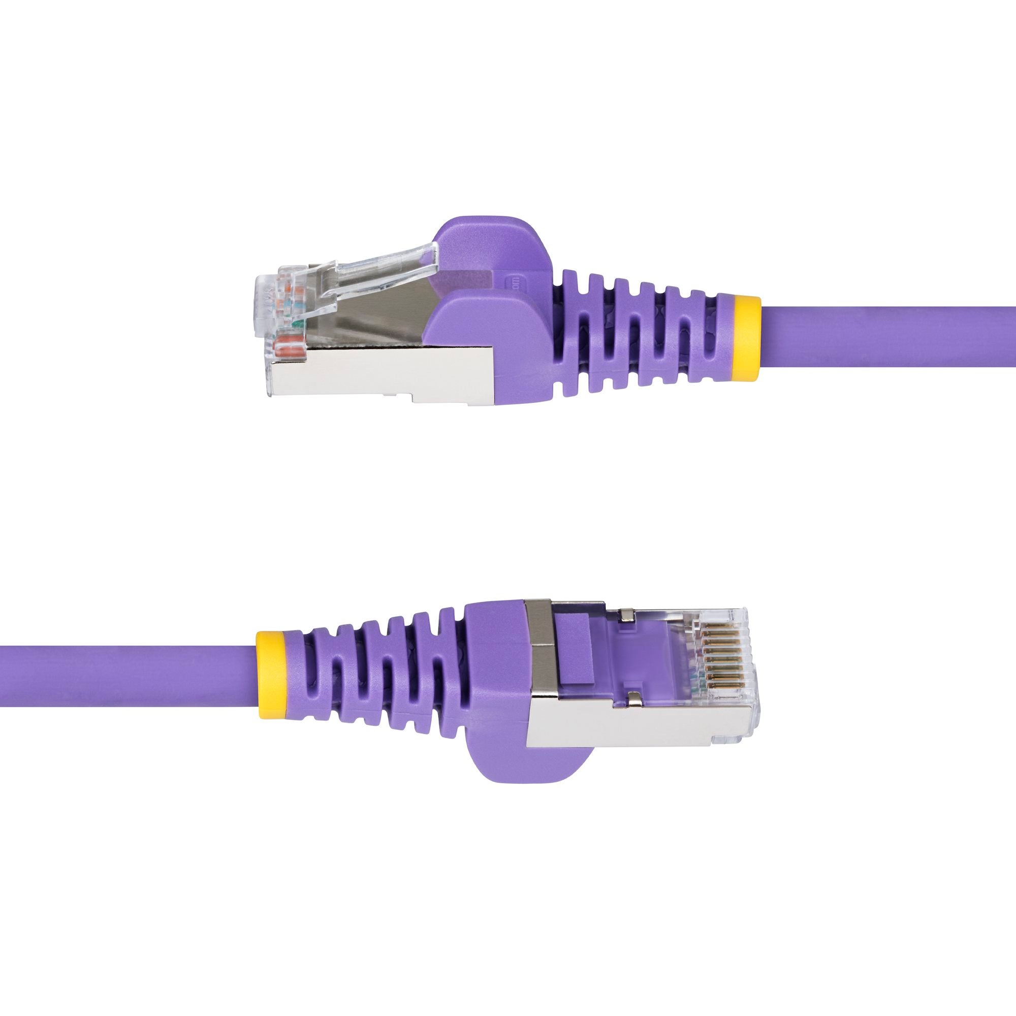 Purple CAT6a Ethernet Cable, Snagless RJ45, 10GbE, 100W PoE++, S/FTP, LSZH, 27AWG Pure Bare Copper Wire, 500MHz, Shielded Network Patch Cord w/Strain Reliefs, Fluke Tested/ETL Verified