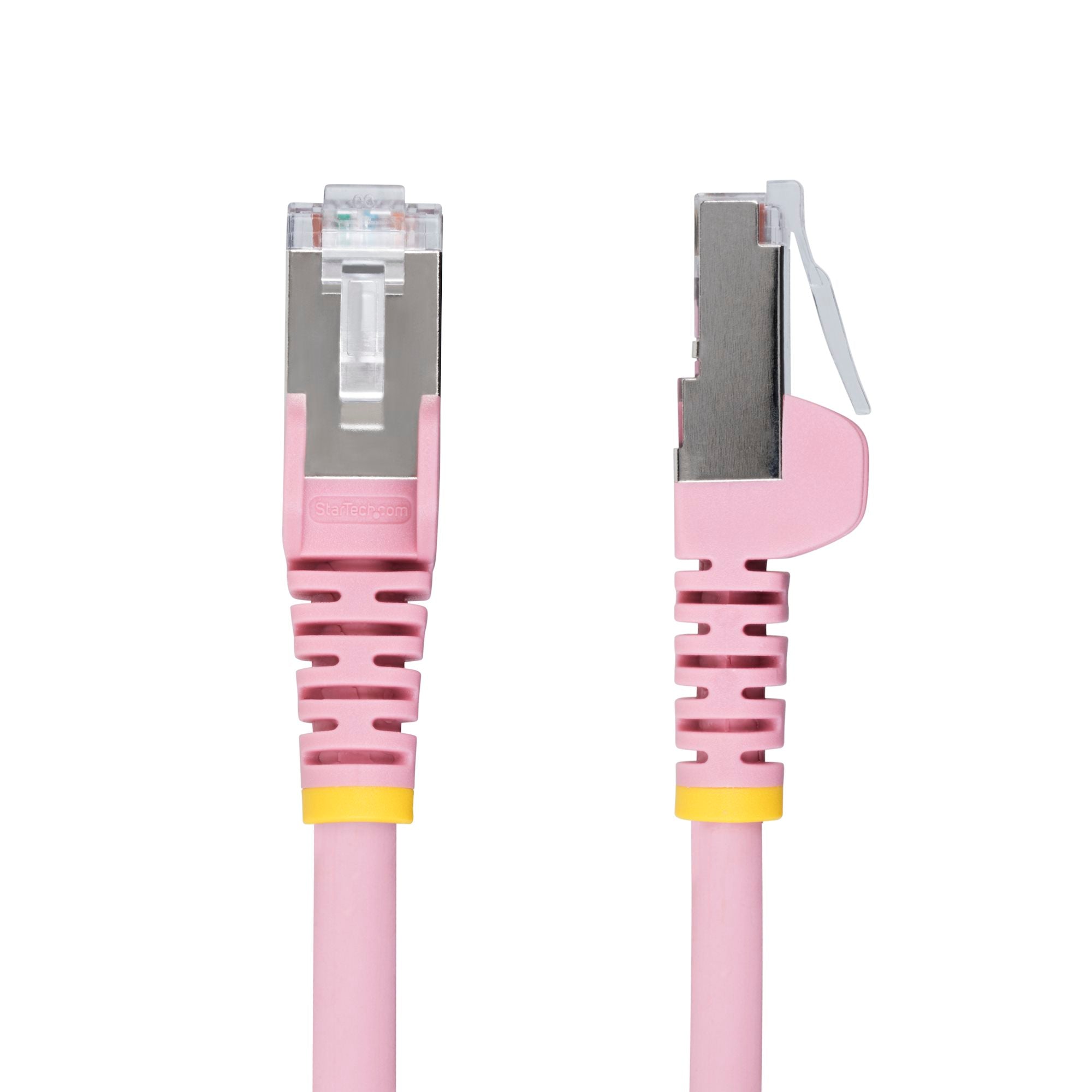 Pink CAT6a Ethernet Cable, Snagless RJ45, 10GbE, 100W PoE++, S/FTP, LSZH, 27AWG Pure Bare Copper Wire, 500MHz, Shielded Network Patch Cord w/Strain Reliefs, Fluke Tested/ETL Verified