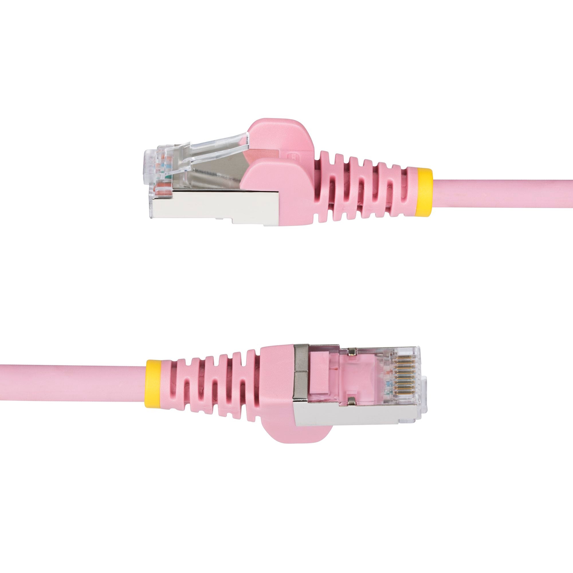 Pink CAT6a Ethernet Cable, Snagless RJ45, 10GbE, 100W PoE++, S/FTP, LSZH, 27AWG Pure Bare Copper Wire, 500MHz, Shielded Network Patch Cord w/Strain Reliefs, Fluke Tested/ETL Verified
