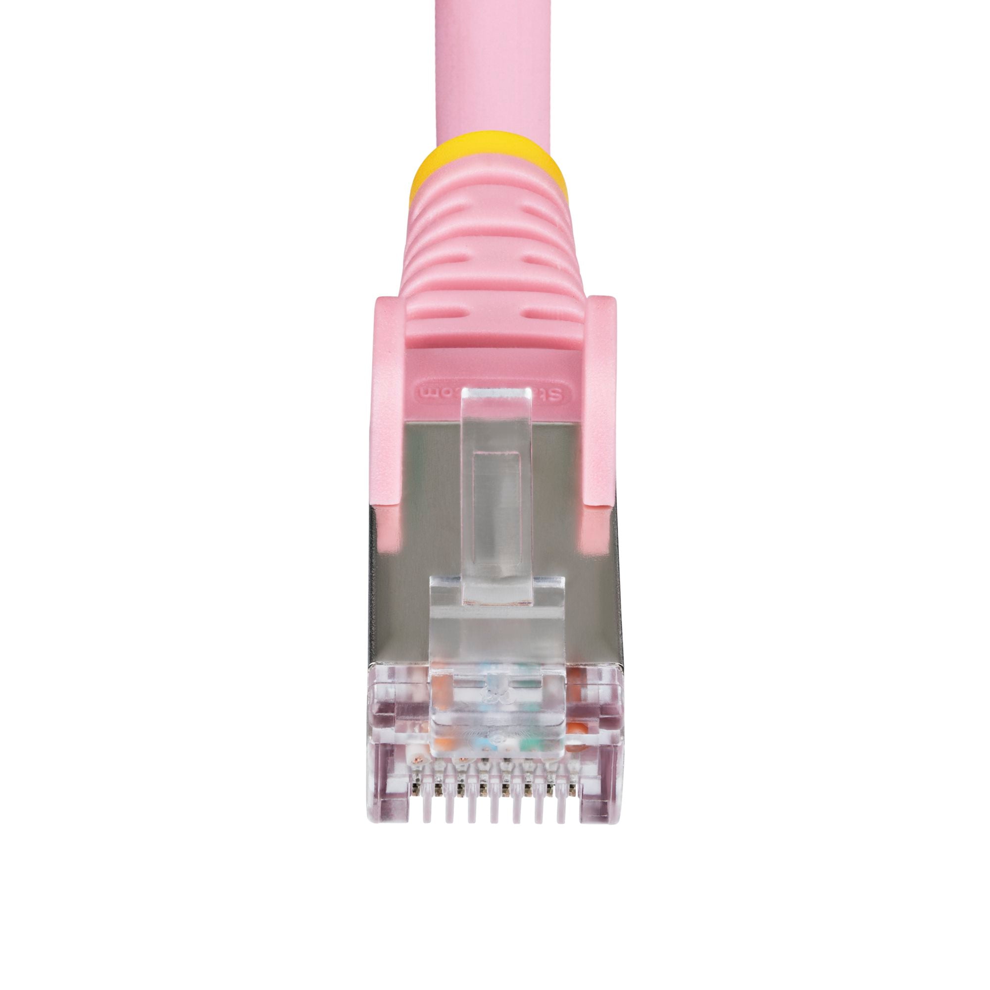 Pink CAT6a Ethernet Cable, Snagless RJ45, 10GbE, 100W PoE++, S/FTP, LSZH, 27AWG Pure Bare Copper Wire, 500MHz, Shielded Network Patch Cord w/Strain Reliefs, Fluke Tested/ETL Verified
