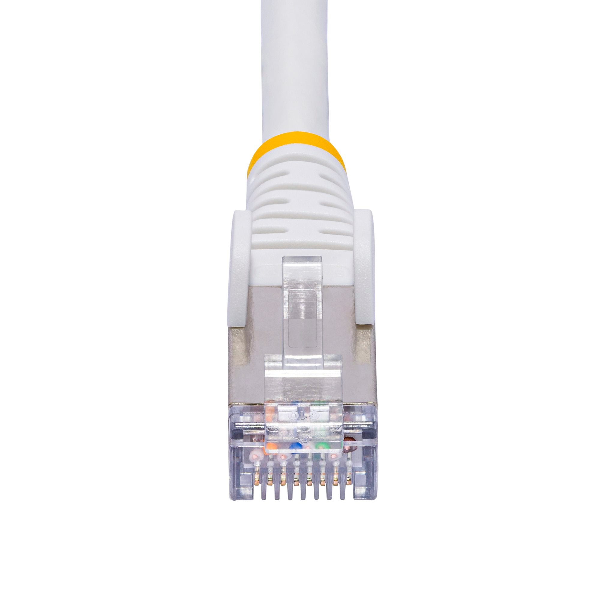 White CAT8 Ethernet Cable, Snagless RJ45, 25G/40G, 2000MHz, 100W PoE++, S/FTP, 26AWG Pure Bare Copper Wire, LSZH, Shielded Network Patch Cord w/Strain Reliefs, Fluke Channel Tested