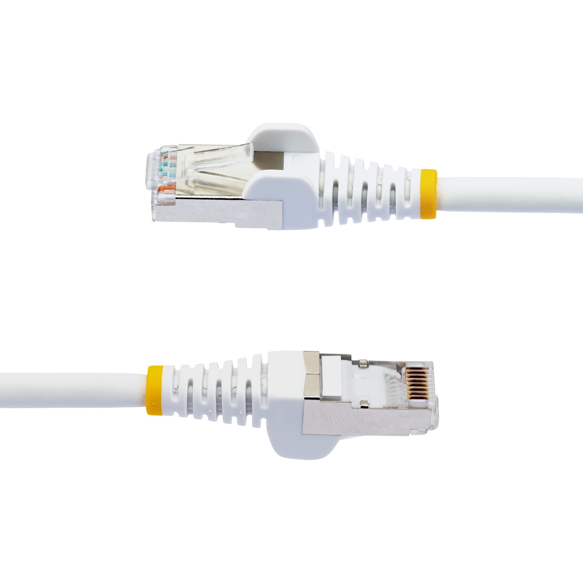 White CAT6a Ethernet Cable, Snagless RJ45, 10GbE, 100W PoE++, S/FTP, LSZH, 27AWG Pure Bare Copper Wire, 500MHz, Shielded Network Patch Cord w/Strain Reliefs, Fluke Tested/ETL Verified