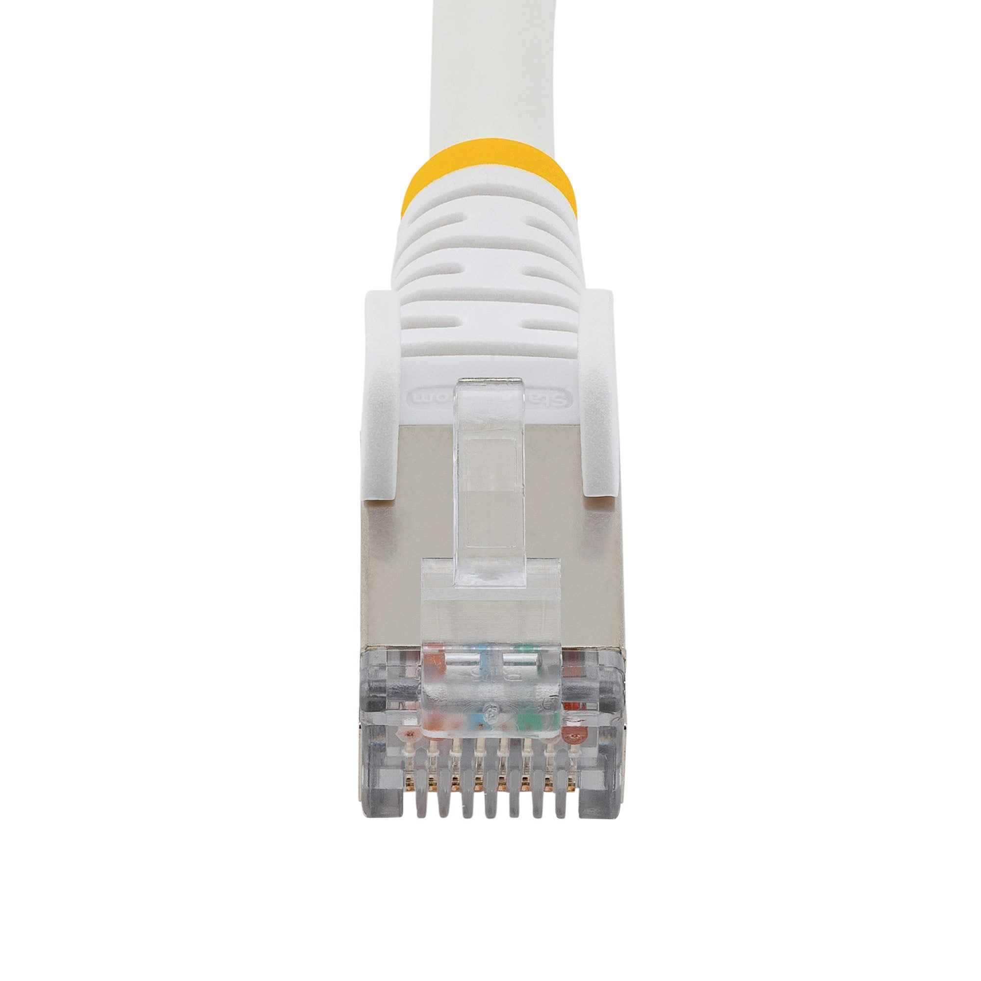 White CAT6a Ethernet Cable, Snagless RJ45, 10GbE, 100W PoE++, S/FTP, LSZH, 27AWG Pure Bare Copper Wire, 500MHz, Shielded Network Patch Cord w/Strain Reliefs, Fluke Tested/ETL Verified