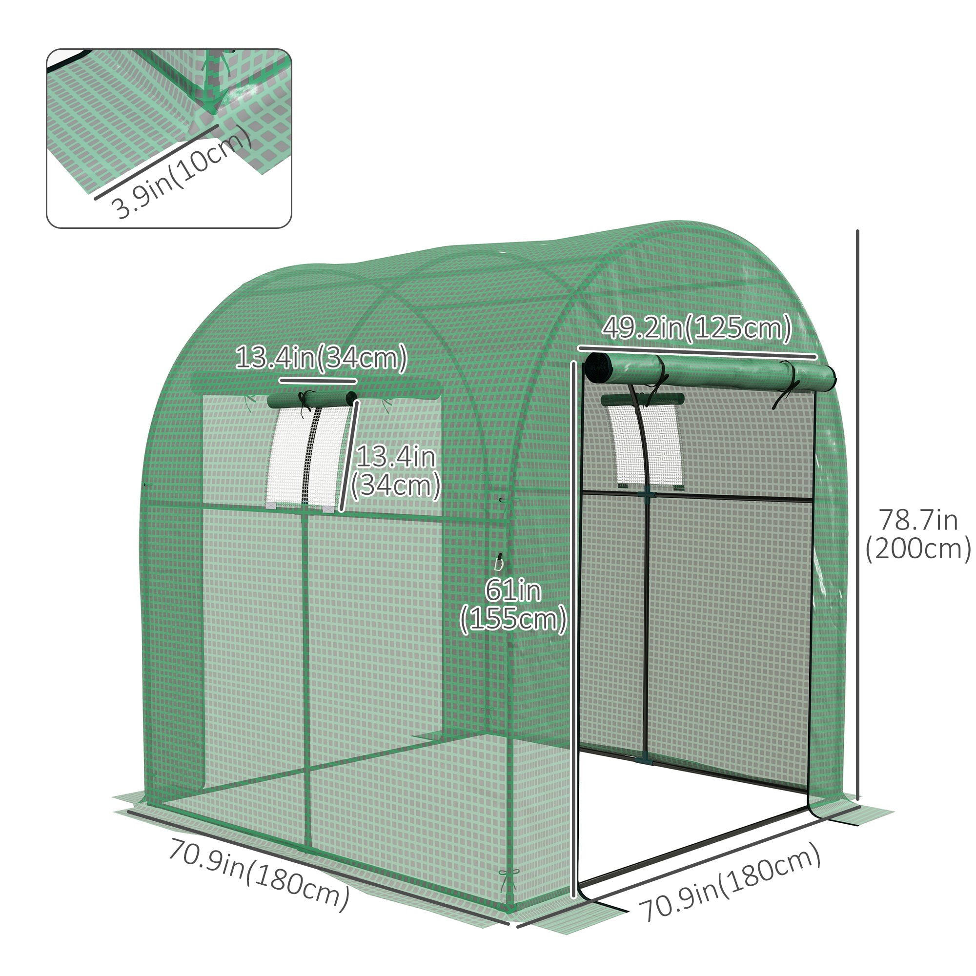 Outsunny Walk-in Tunnel Greenhouse: 6'x6'x6.6' UV-Resistant Cover & Ventilation for Year-Round Gardening, Green