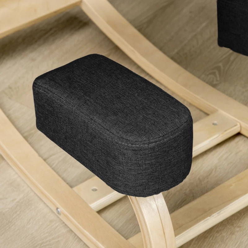 Ergonomic Kneeling Chair, Wood Kneel Stool with Thick Pads, Desk Knee Chair, Improve Posture, Black