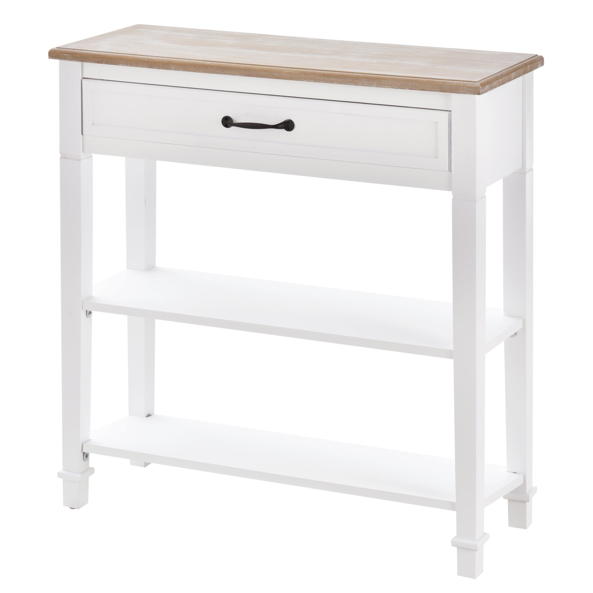HOMCOM Modern Console Table: Entryway Table with Drawer & 2 Shelves for Living Room, White