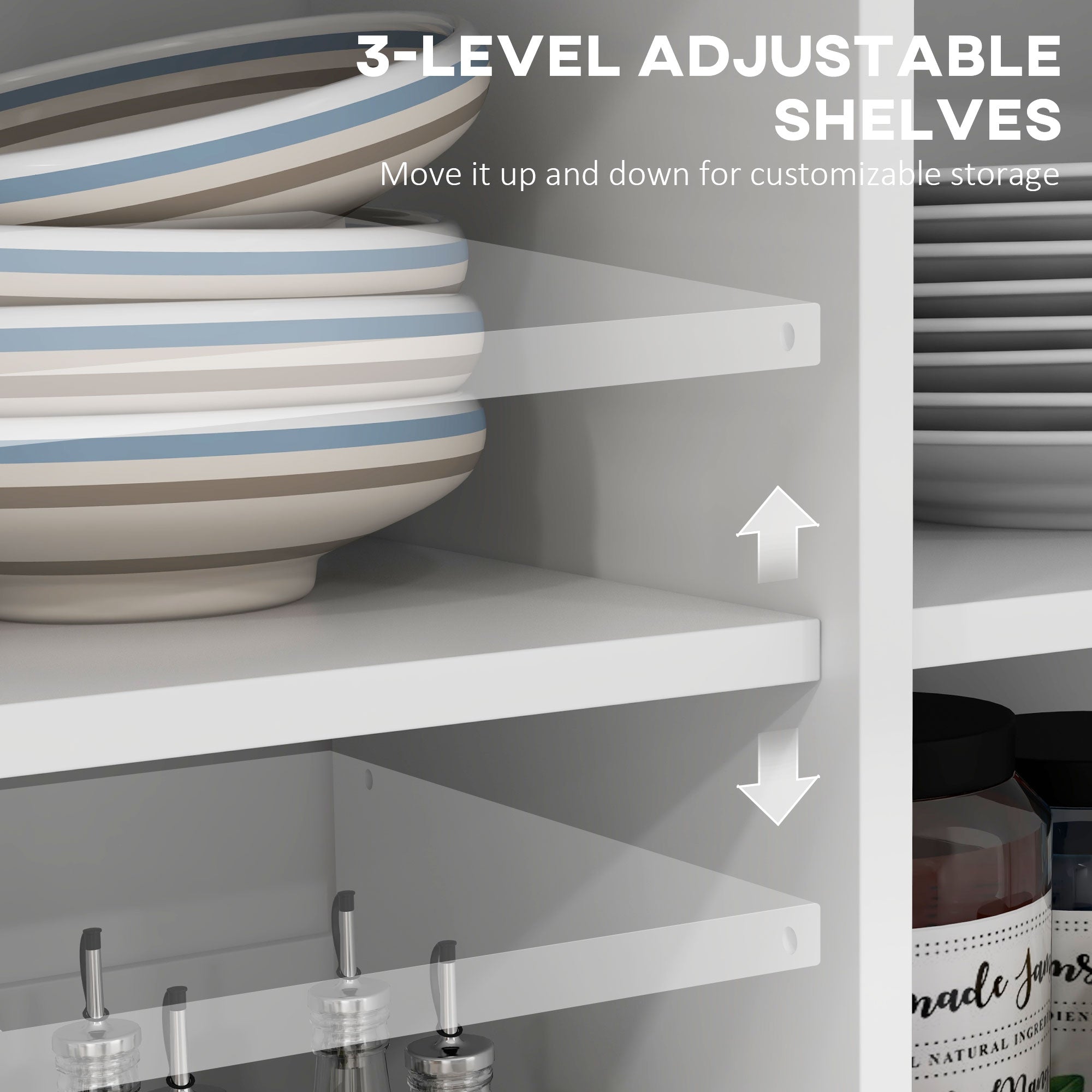 HOMCOM Farmhouse Kitchen Cart: White, Rolling Island, Drop Leaf, Wood Breakfast Bar, 2 Drawers, Adjustable Shelves