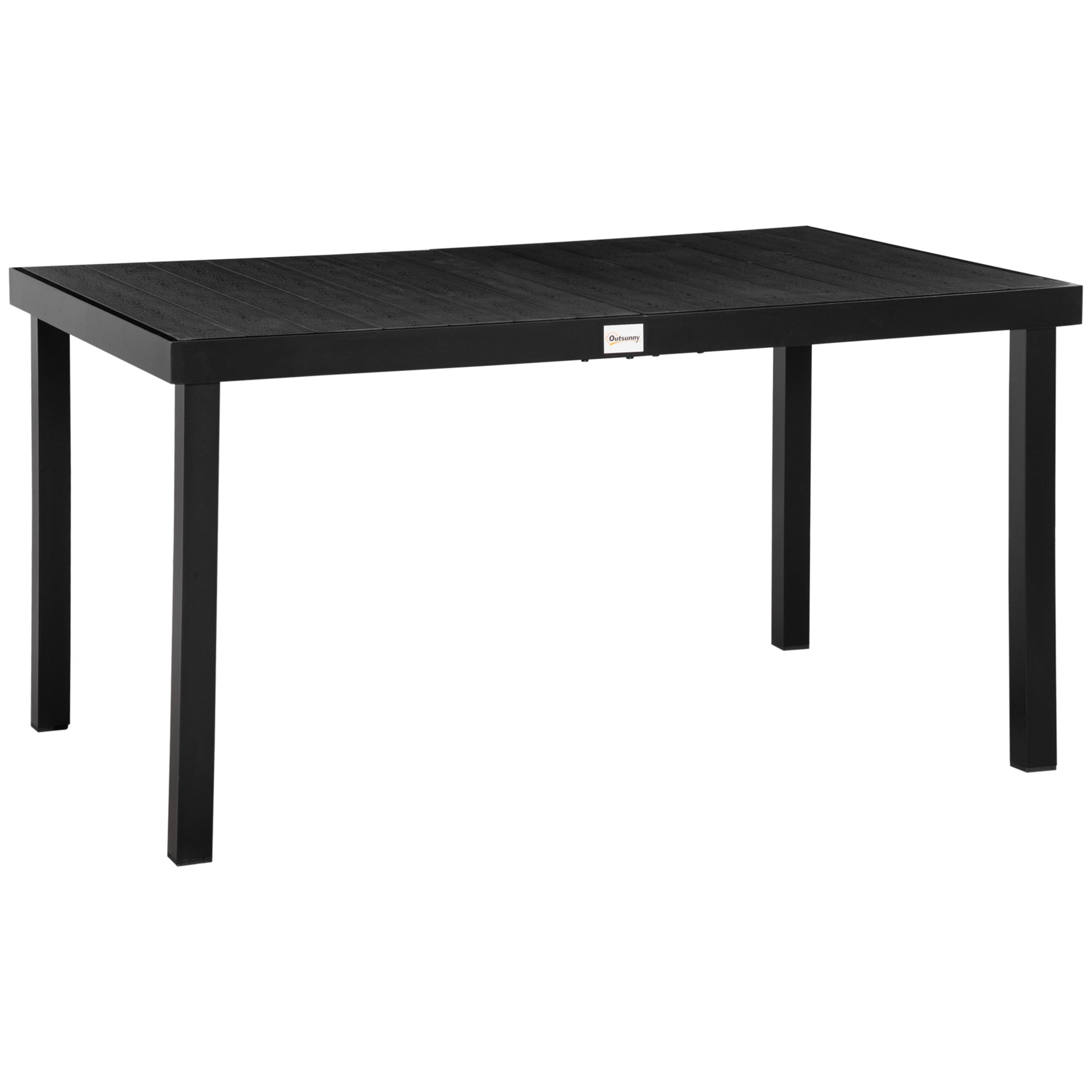 Outsunny Outdoor Dining Table for 6 Rectangular Aluminum Patio Table Garden Lawn Backyard Black