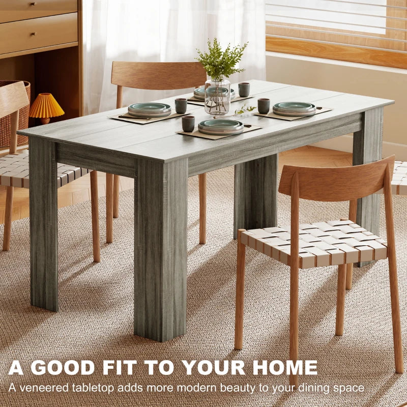 63" Kitchen Table for 4-6 People, Dining Table with Wood Effect for Dining Room, Grey