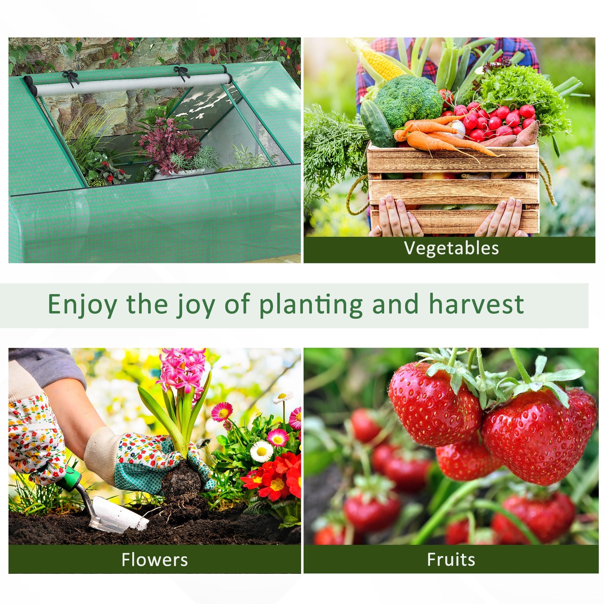 Outsunny Mini Portable Grow Chamber: 71" x 55" x 32" Hot House for Plants with 2 Large Windows Ground Nails, Outdoor Indoor