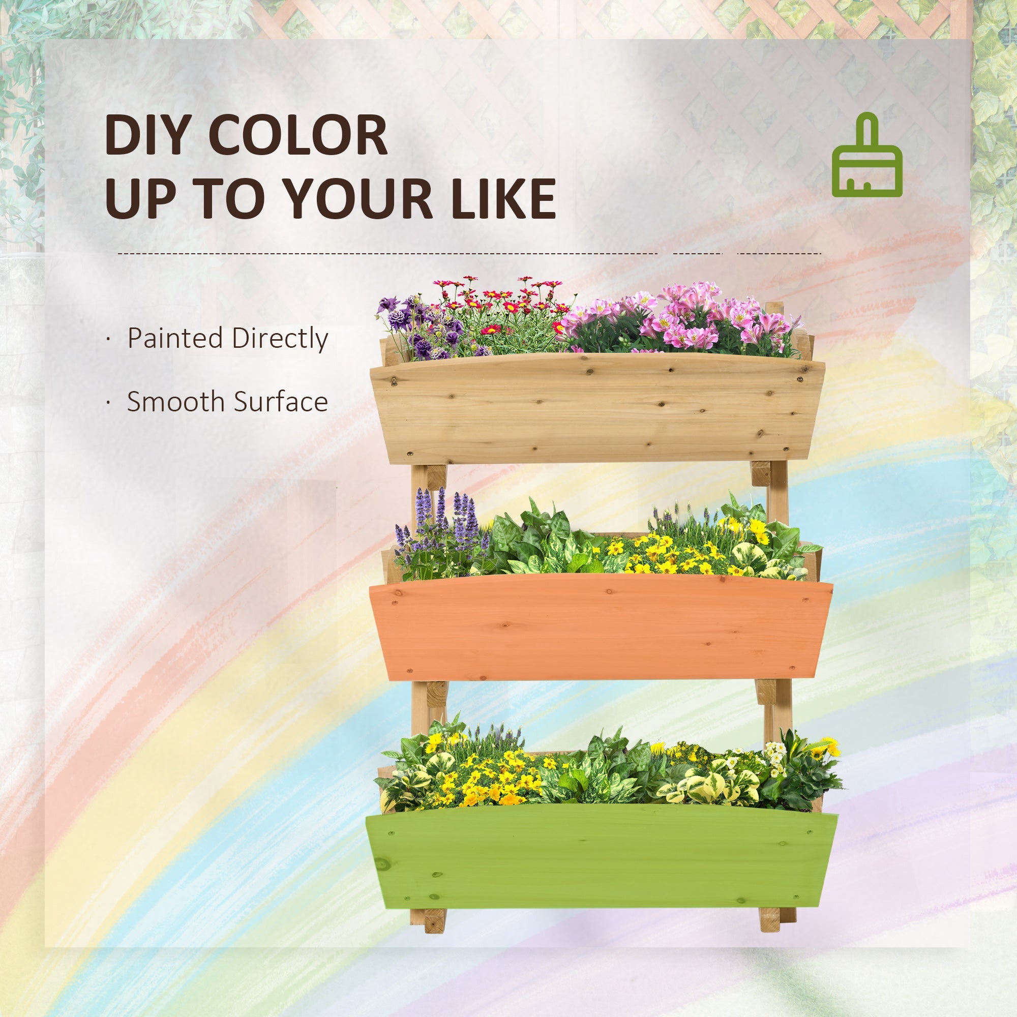 Outsunny 3-Tier Raised Vertical Garden Bed: Wooden Elevated Planter Kit for Flowers, Veggies & Herbs