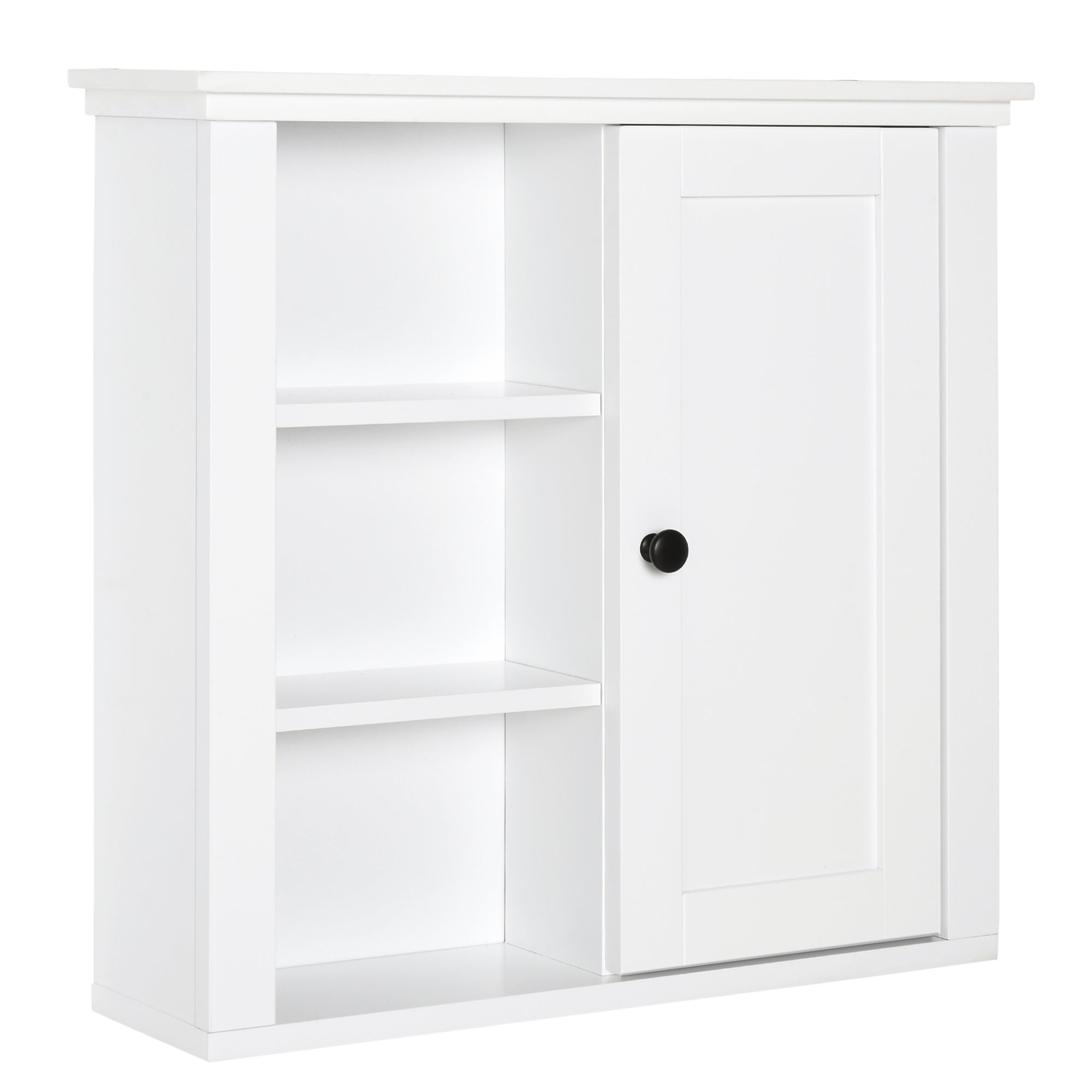 HOMCOM White Wall-Mounted Cabinet: 3-Shelf Bathroom Medicine Storage for Organized Laundry Rooms & Hallways