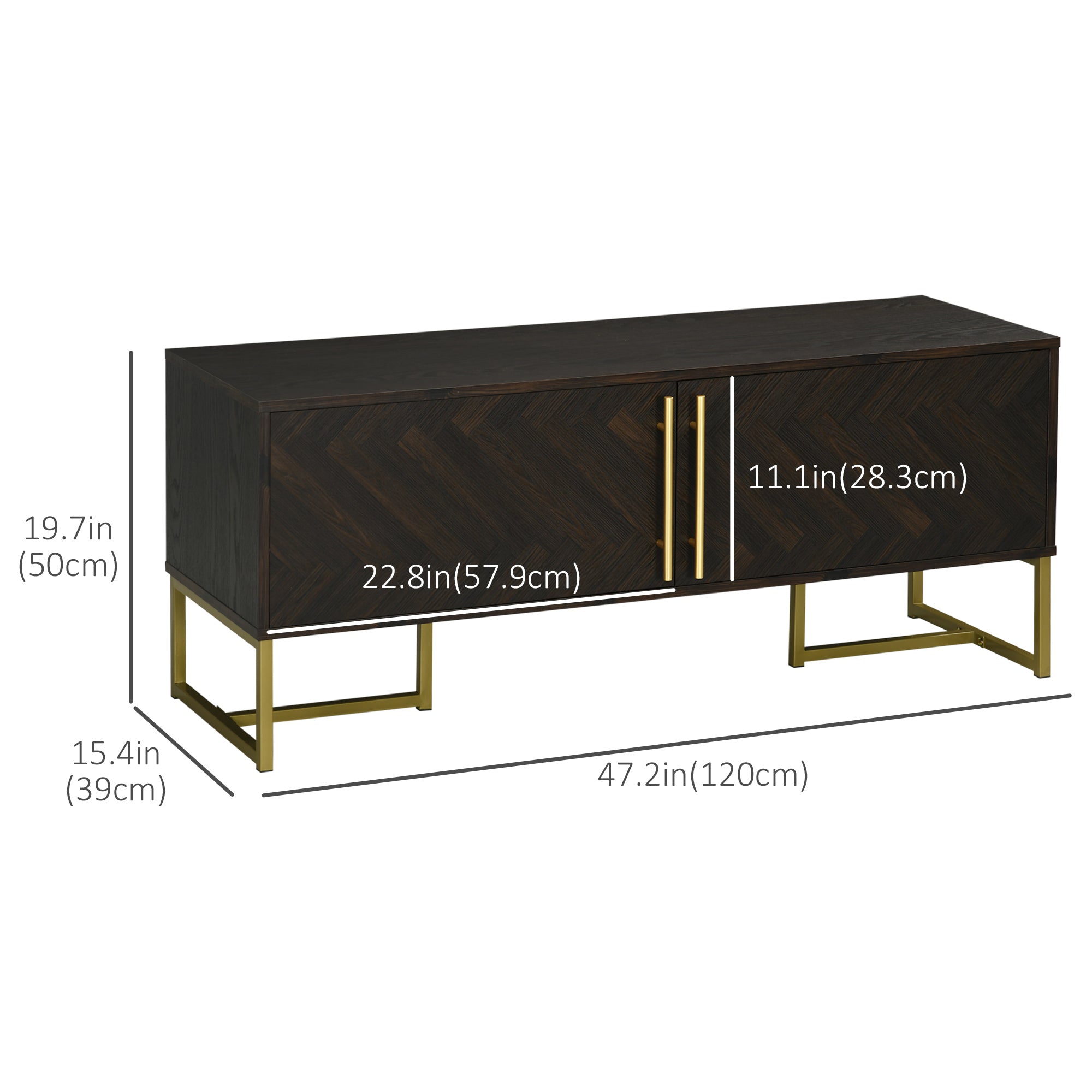 HOMCOM TV Stand for 55" TVs 2 Door Cabinets 2 Cable Managements Adjustable Shelves Natural Finish