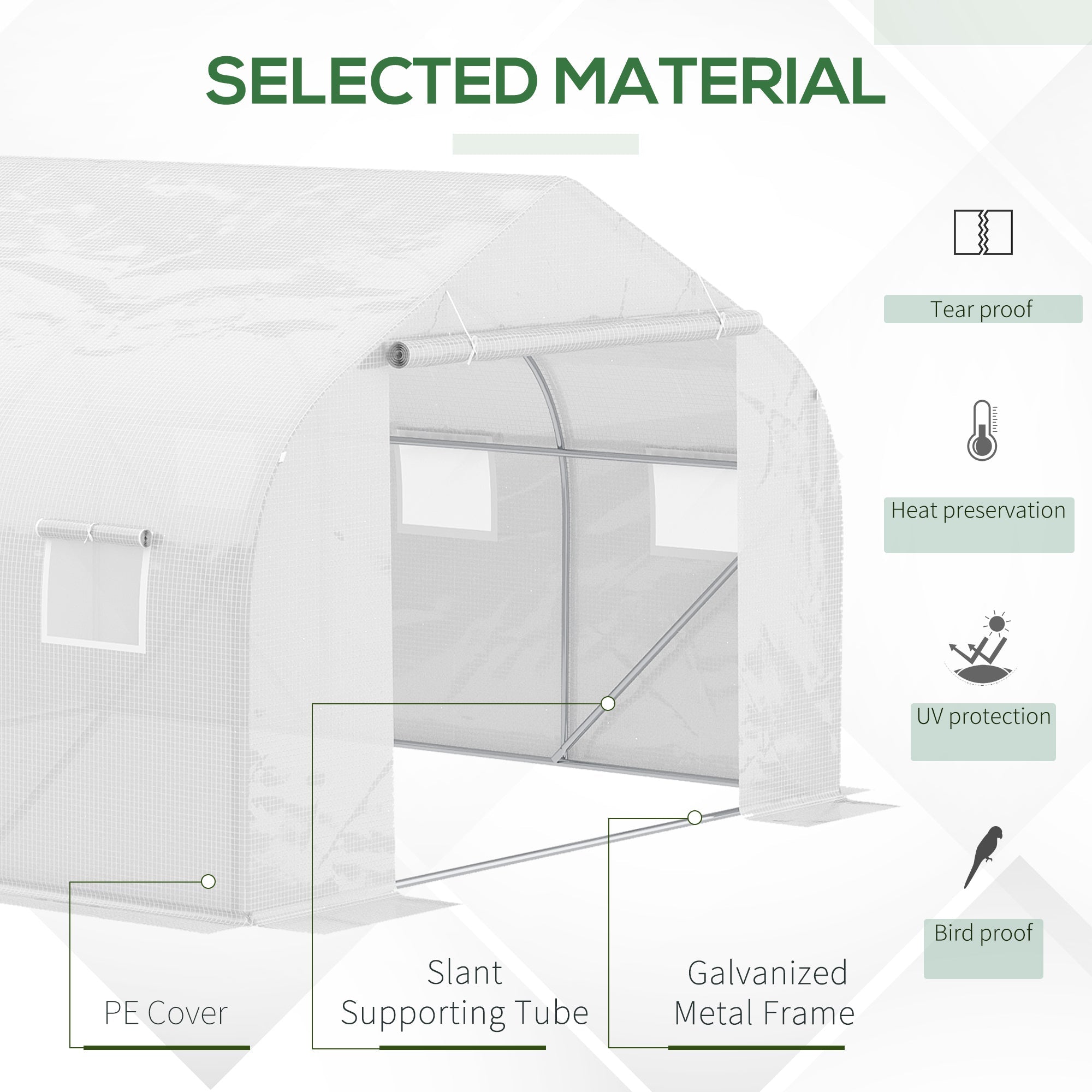 Outsunny 11.5'x9.8'x6.6' Walk-in Tunnel Greenhouse Outdoor Plant Growing Tent Portable Garden Green House PVC Cover