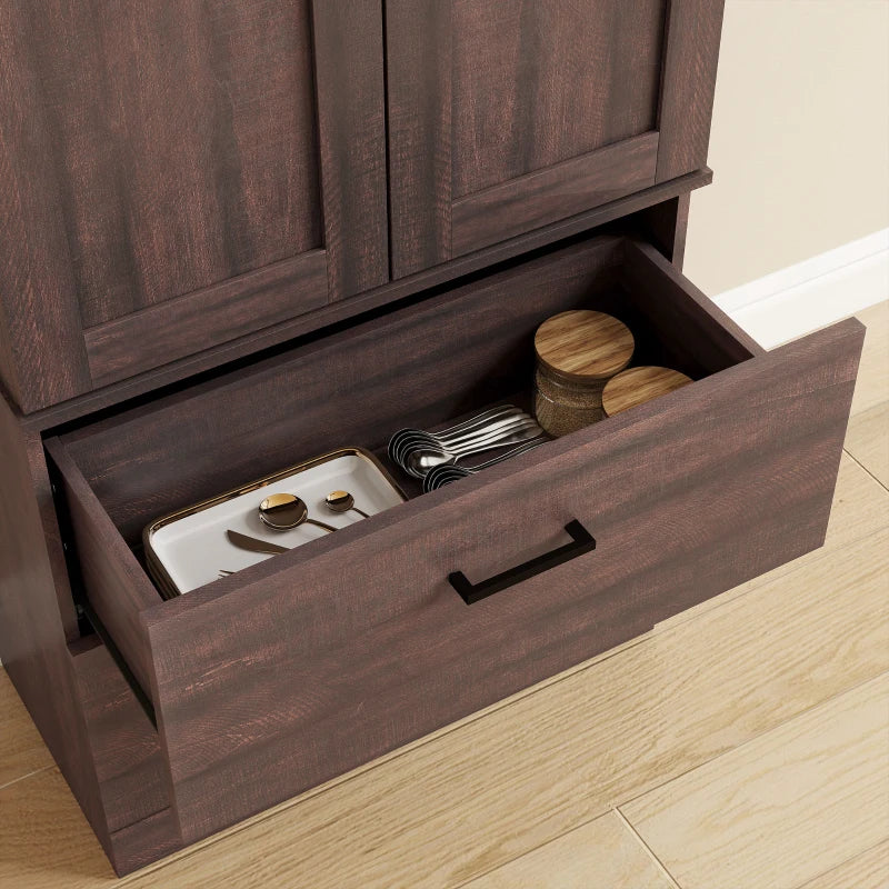 67" Tall Kitchen Pantry Storage Cabinet, Kitchen Pantry Cabinet with Doors, Drawers and Adjustable Shelves