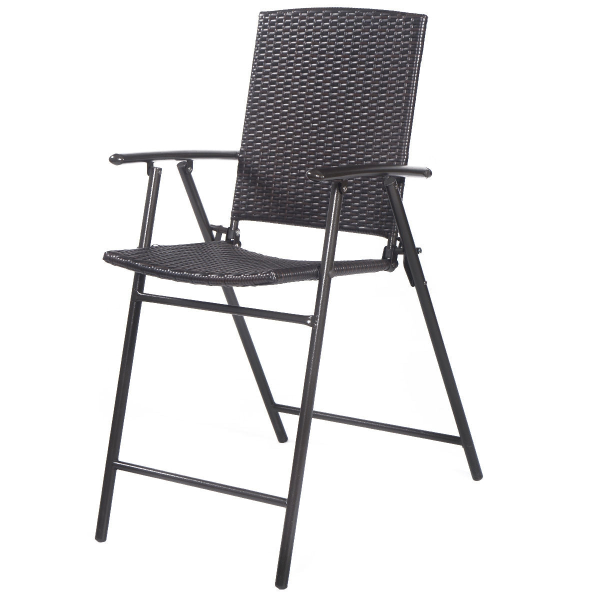 Set of 4 Folding Rattan Bar Chairs with Footrests and Armrests for Outdoors and IndoorsÂ