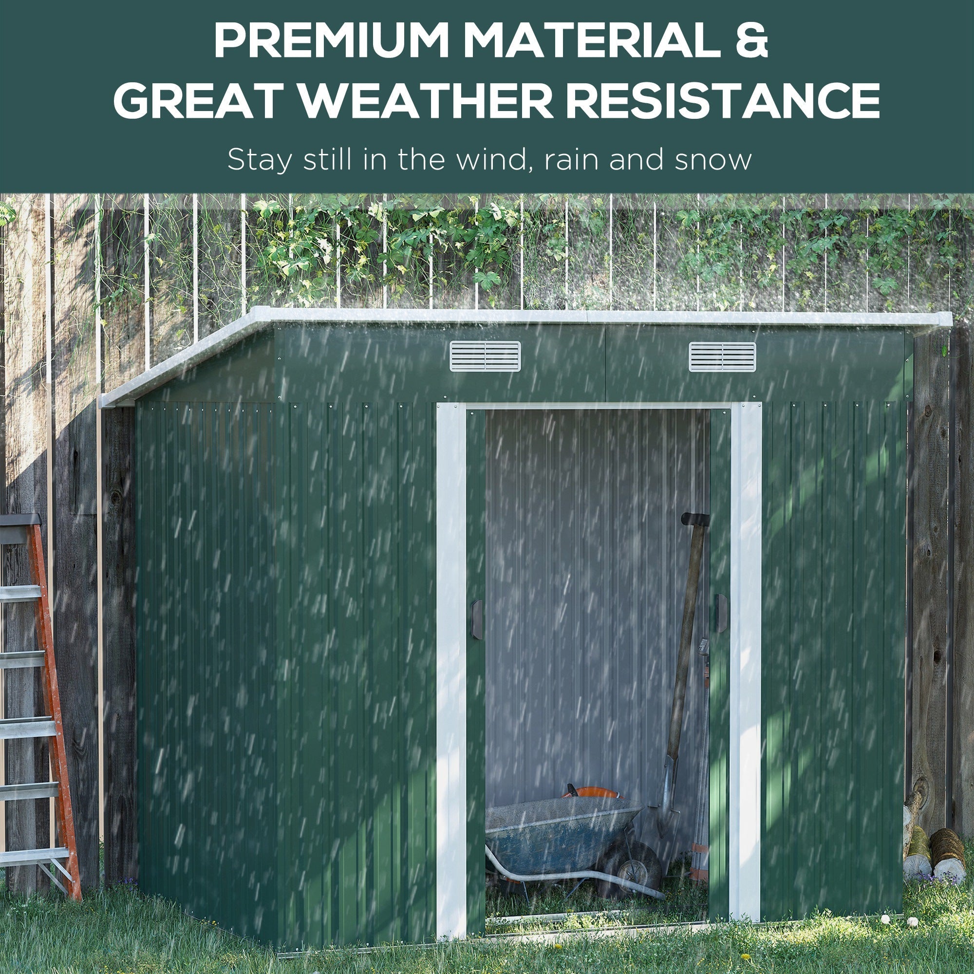Outsunny 7'x 4' Metal Patio Storage Shed Garden Lockable Shed Tool Utility Storage Unit, Green