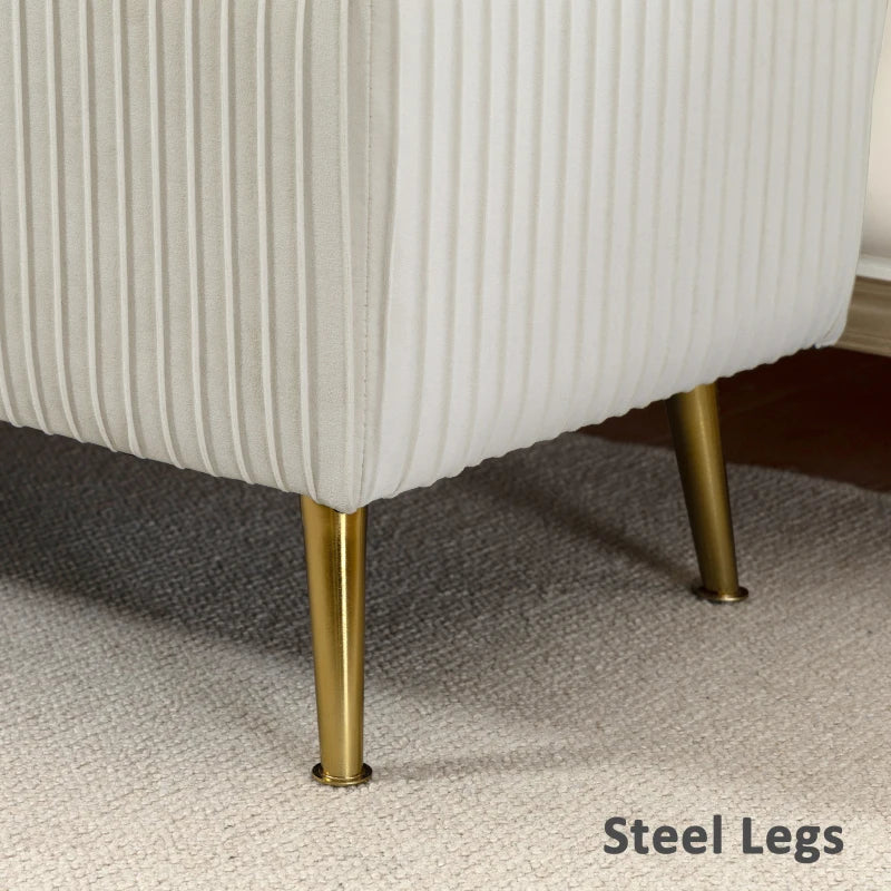 Storage Ottoman Bench, 43 Inch Large Storage Chest with Steel Legs and Padded Seat, Foot Rest, Load 485 lbs, Beige