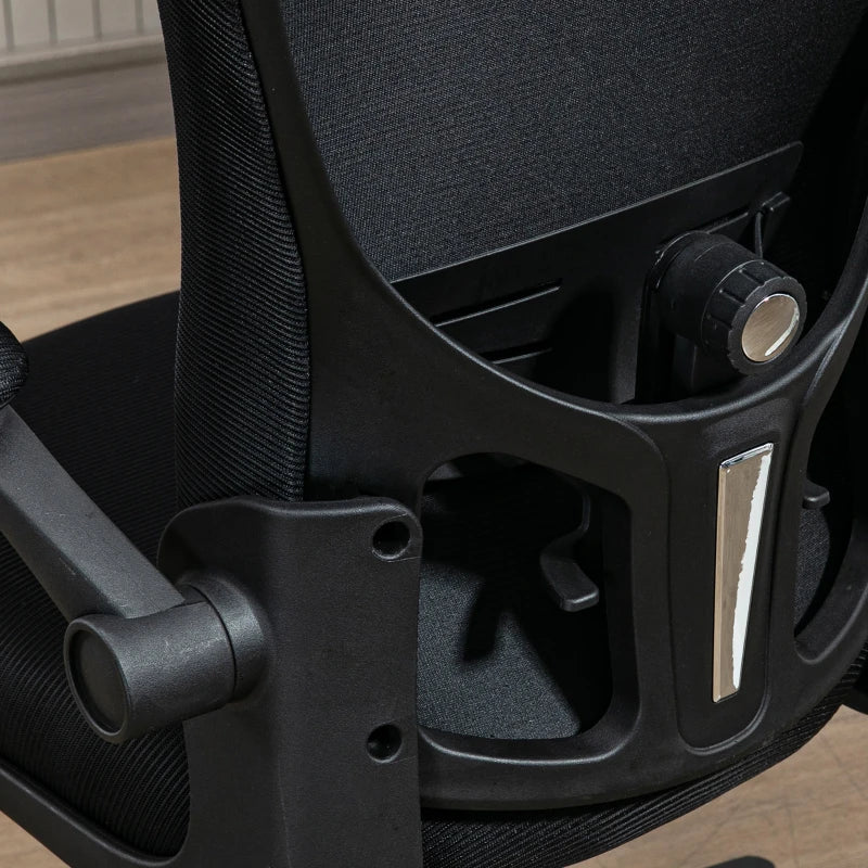 Office Chair, Mesh Computer Desk Chair with Adjustable Headrest, 4D Lumbar Support, Flip-up Arm, Black